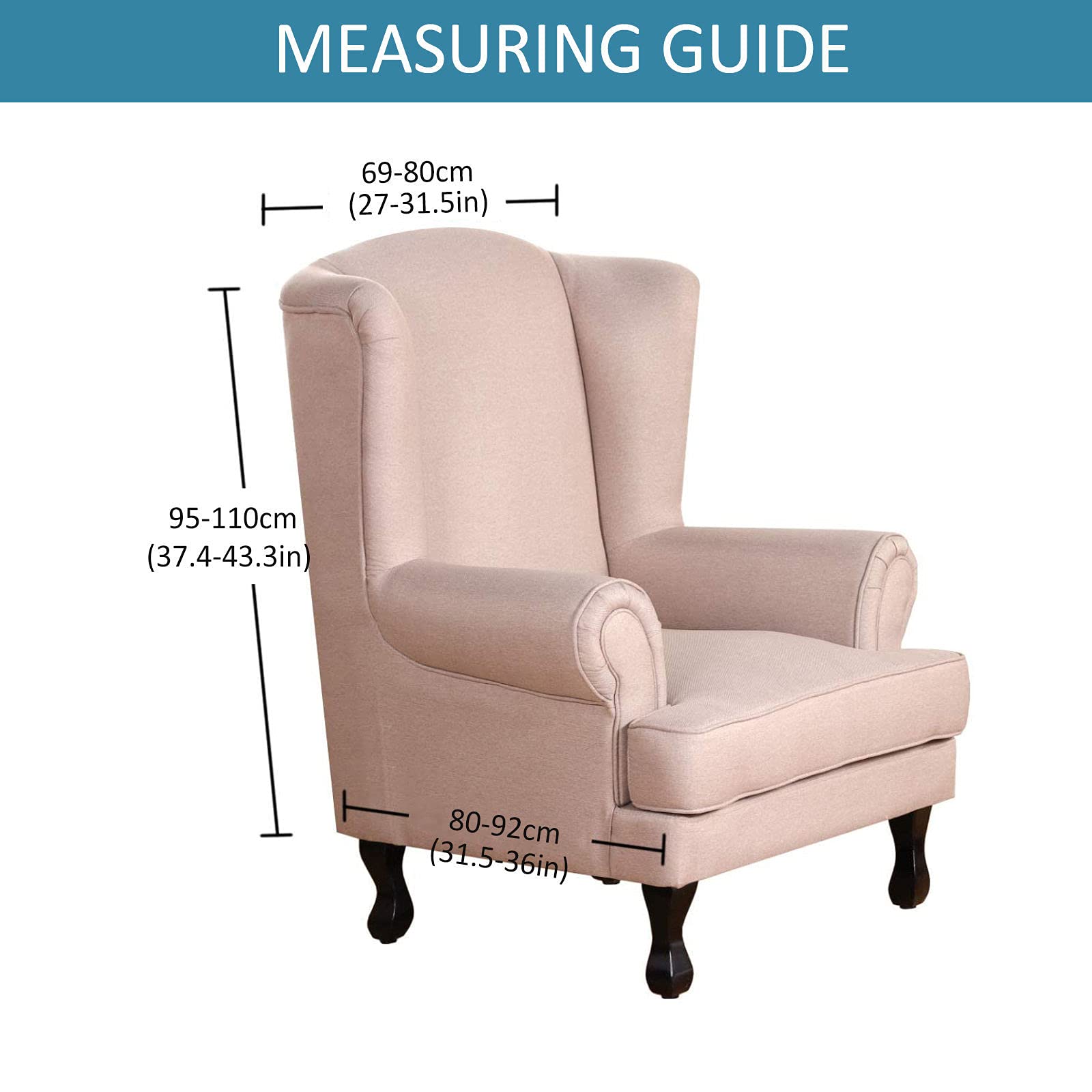 2-Piece Stretch Wing Chair Slipcover - Printed Spandex Armchair Cover, Soft Elastic Wingback Chair Slipcovers for Living Room, Kids Room & Office - Perfect for Home Decor, Furniture Protection & Style Upgrade