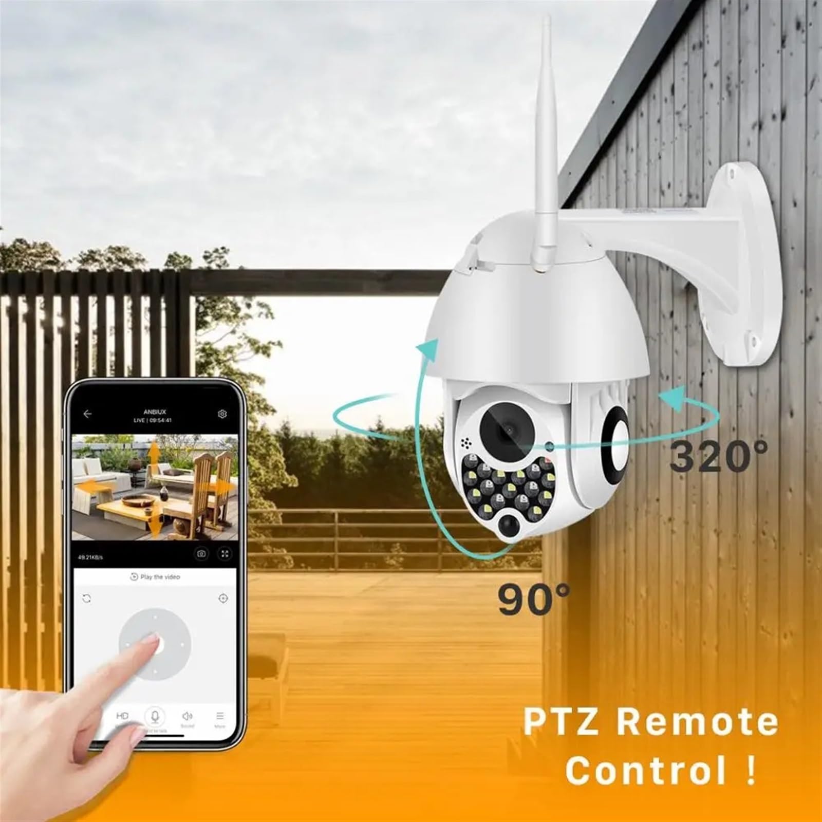 4MP Outdoor Security Camera with Auto Tracking - 1080P HD Wireless IP Camera, Night Vision & Motion Detection for Home Surveillance - Perfect for Backyard, Garage & Business Security Monitoring