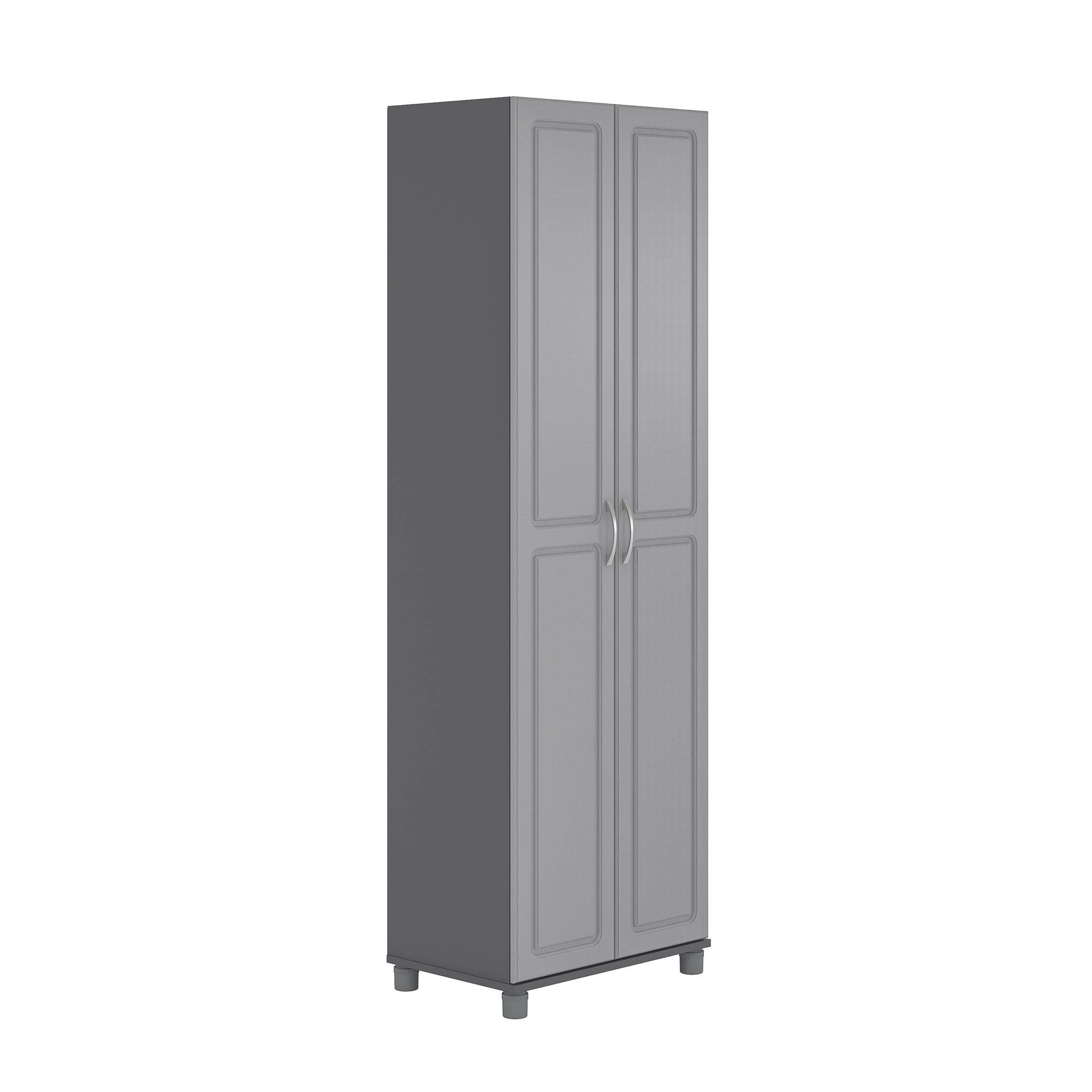 SystemBuild Kendall 24-Inch Utility Storage Cabinet in Gray - Perfect for Garage, Laundry Room & Home Organization
