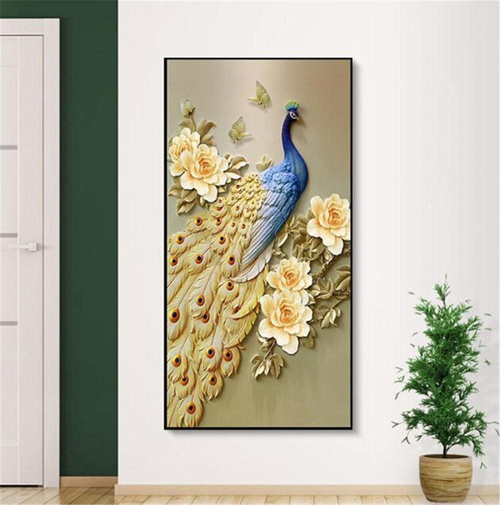 5D DIY Diamond Painting Kit - Peacock Flower Full Drill Rhinestone Art for Adults, Crystal Cross Stitch Embroidery Craft (30x60cm/12x24in) - Perfect for Home Wall Decor, Stress Relief & Creative Gift Giving