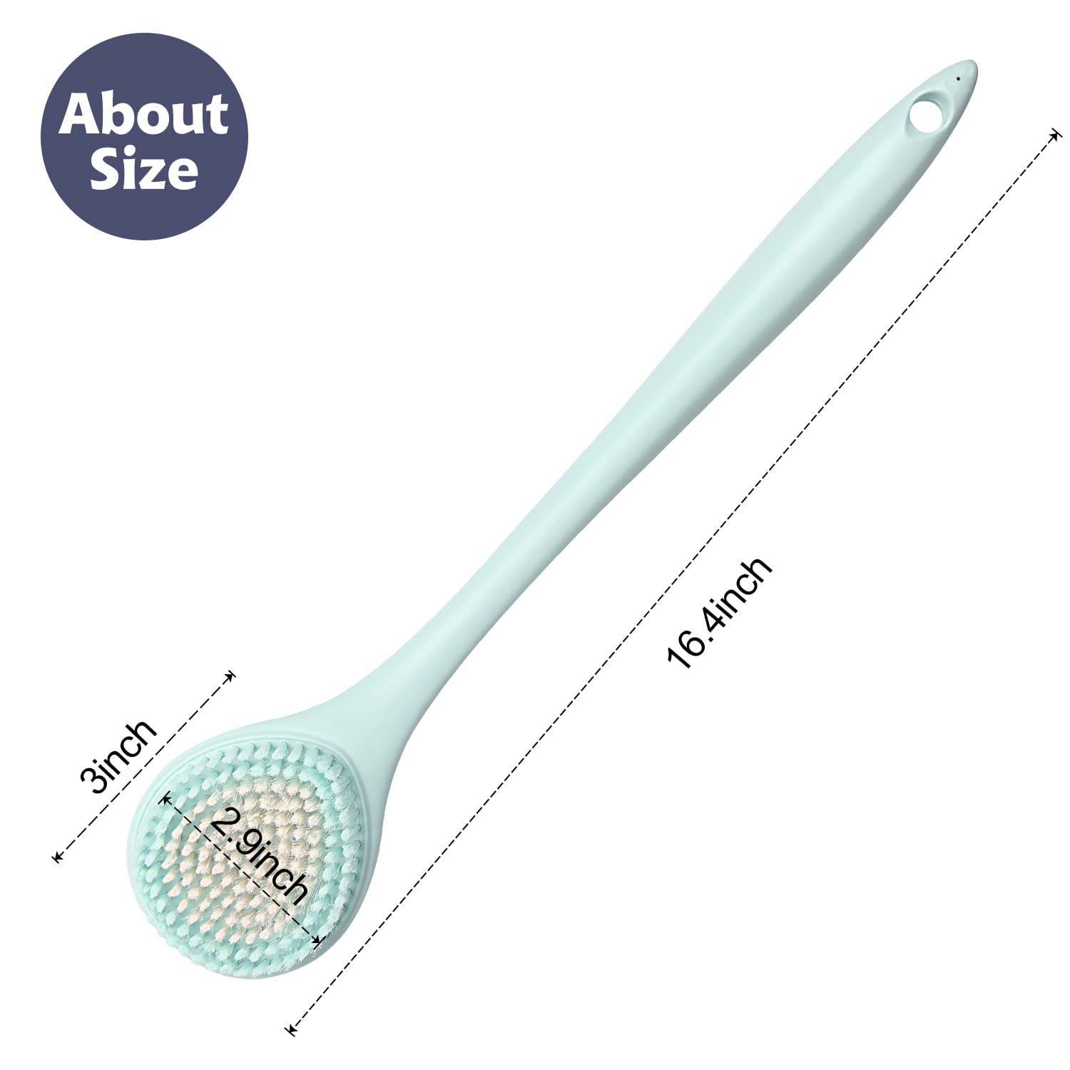 BEDELITE 2-Pack Long Handle Back Bath Brush - Soft Exfoliating Shower Brush for Men & Women, Skin Scrubber with 16.4