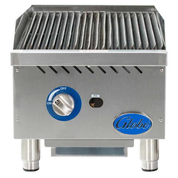 Globe GCB15G RK 15 Gas Lava Rock Charbroiler Grill - Commercial Restaurant BBQ Equipment for Steak, Burgers & Seafood Cooking