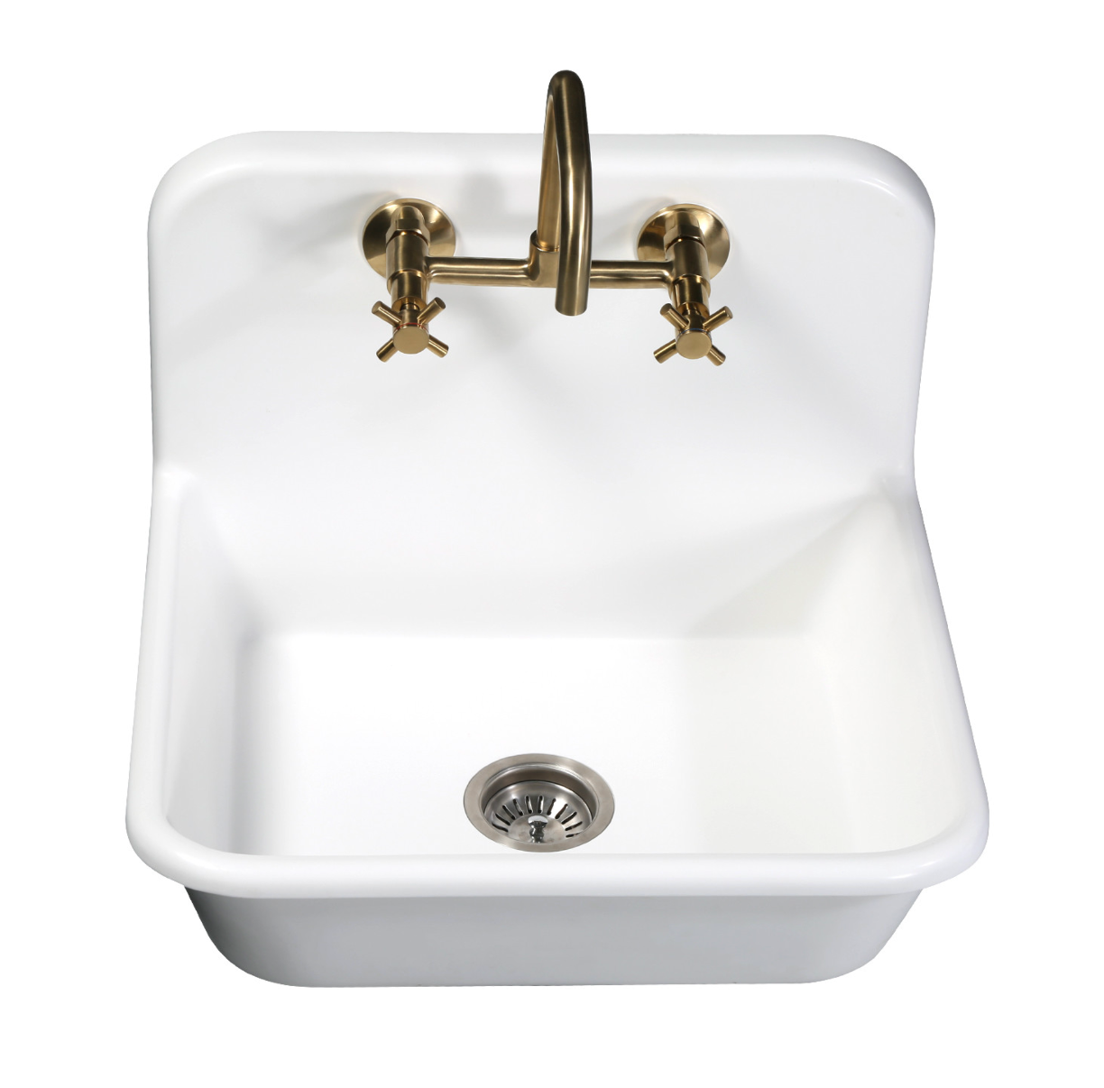 Concord Two Handle Wall Mount Bathroom Faucet - 2 Hole Deck Mount Sink Faucet for Bathroom Vanity, Powder Room & Utility Sink (Brushed Nickel Finish)