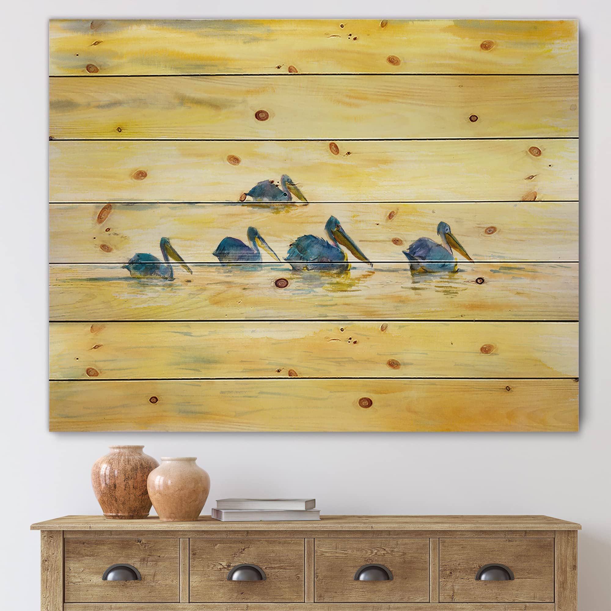 Pelicans Wood Wall Art - Farmhouse Decor for Living Room & Bedroom