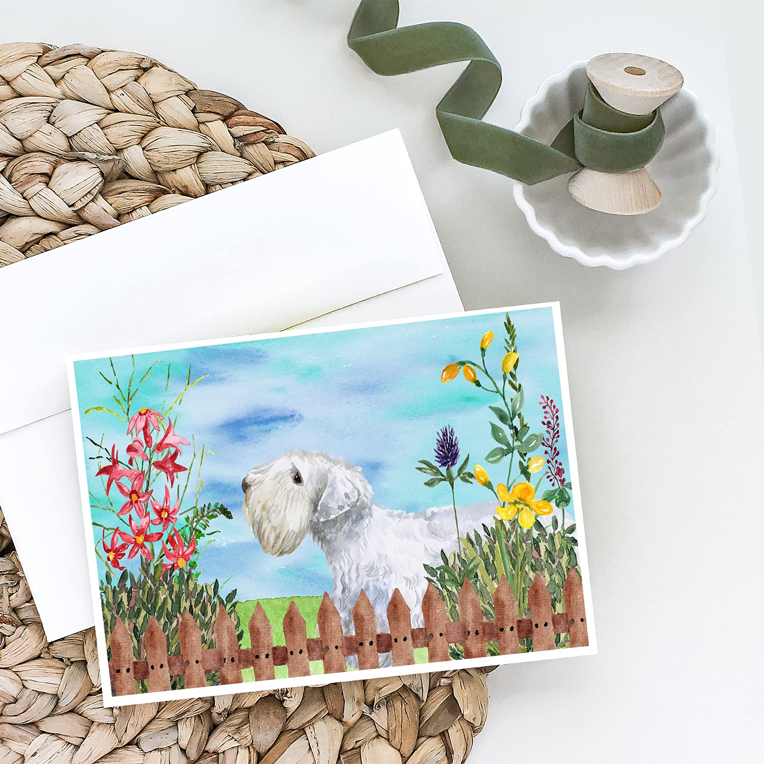 Sealyham Terrier Spring Greeting Cards - Pack of 8 Blank A7 Note Cards (5x7) with Envelopes | Whimsical Dog-Themed Stationery for Spring Occasions, Birthdays & Thank You Notes