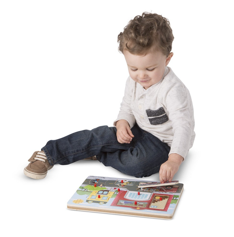 Fire Station Sound Puzzle for Kids - Educational Wooden Toy with Realistic Fire Truck & Siren Sounds - Perfect for Preschool Learning & Pretend Play