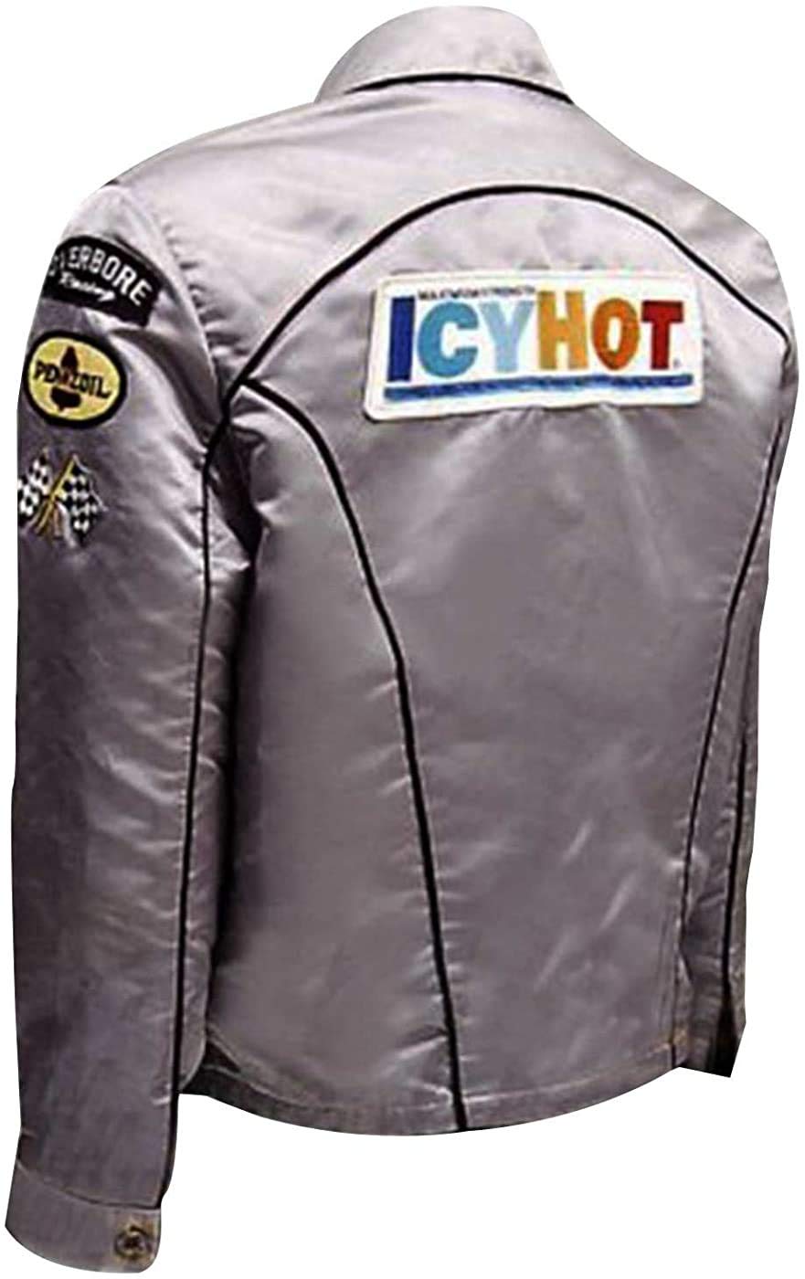Men's ICY Hot Silver Motorcycle Jacket - Kurt Russell Death Proof Biker Jacket for Men - Perfect for Motorcycle Riding, Cosplay, and Vintage Fashion Enthusiasts
