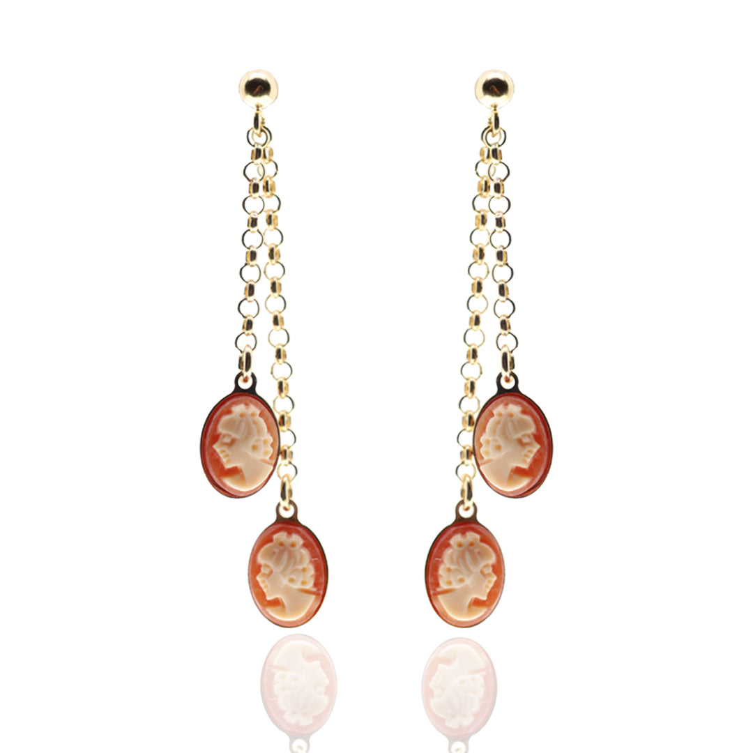 Elegant Cameo Double Dangle Earrings for Women - Vintage Inspired Jewelry Gift for Mother's Day, Anniversary & Special Occasions