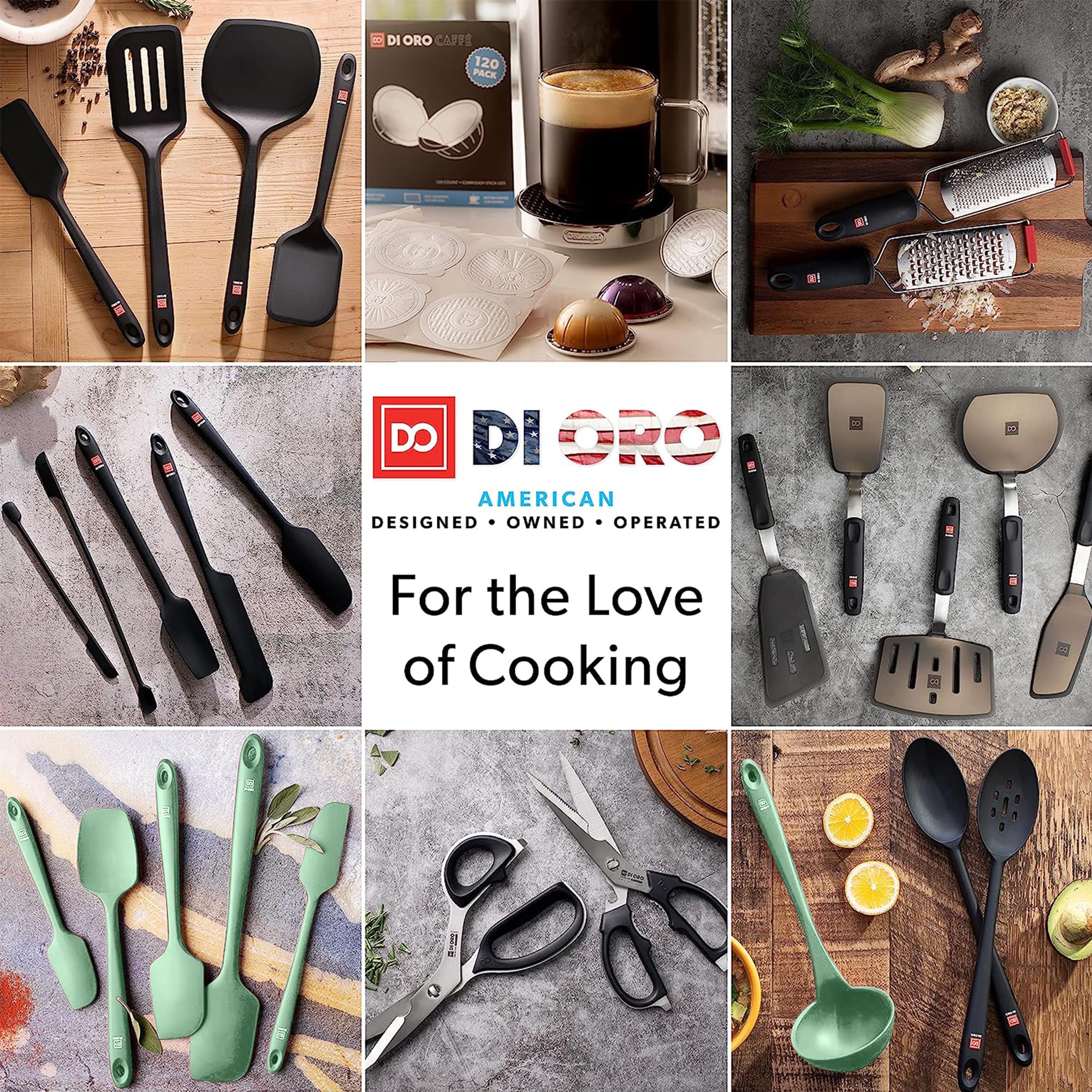 DI ORO Egg Spatula - Premium Silicone Turner for Nonstick Pans - Heat-Resistant Kitchen Spatula (600°F) - Flexible Thin Flipper for Eggs, Pancakes & Burgers - BPA Free & Dishwasher Safe - Perfect for Breakfast Cooking & Grilling