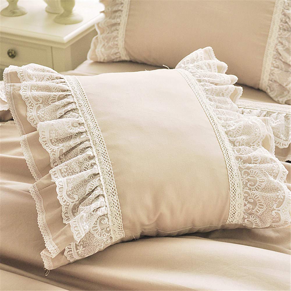 LELVA Solid Color Ruffle Throw Pillow Cover - Detachable Decorative Square Cushion Sham for Sofa, Bed & Home Decor - Khaki | Perfect for Living Room, Bedroom & Dorm Styling