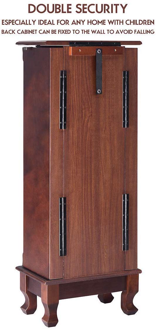 Large Standing Jewelry Armoire Cabinet with 7 Drawers & 2 Doors - Full-Length Mirror, 12 Necklace Hooks & Top Storage Organizer for Jewelry, Makeup & Accessories - Perfect for Bedroom, Dressing Room & Closet Organization