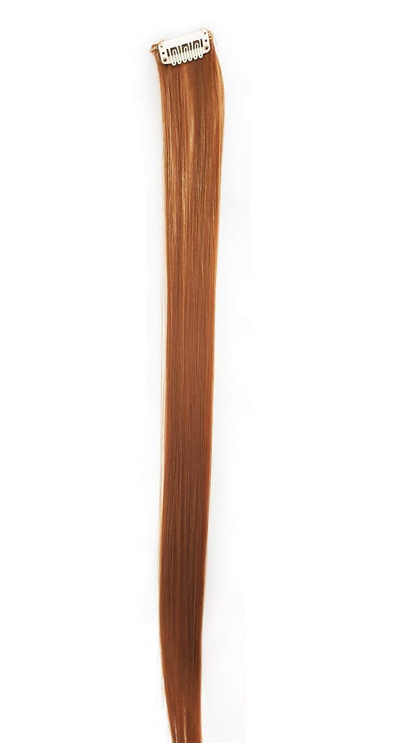 Verbier Set of 2 Colored Hair Extensions - Light Brown Synthetic Hair Streaks for Women & Girls | Straight Clip-In Highlights for Parties, Cosplay & Daily Styling