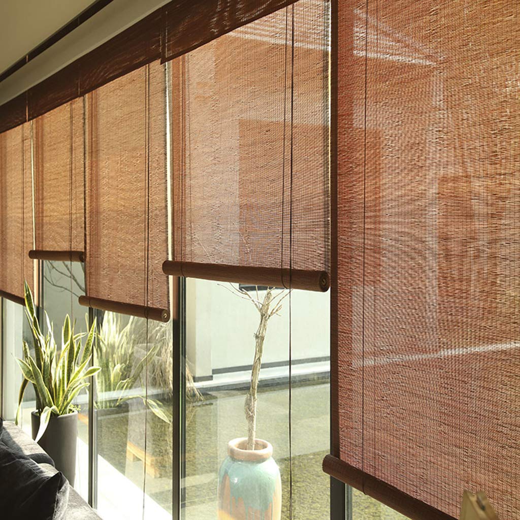 Hand-Woven Bamboo & Reed Curtains - Custom Size Roman Shades for Windows - Natural Ventilation & Privacy - Perfect for Patio, Living Room & Bedroom Decor