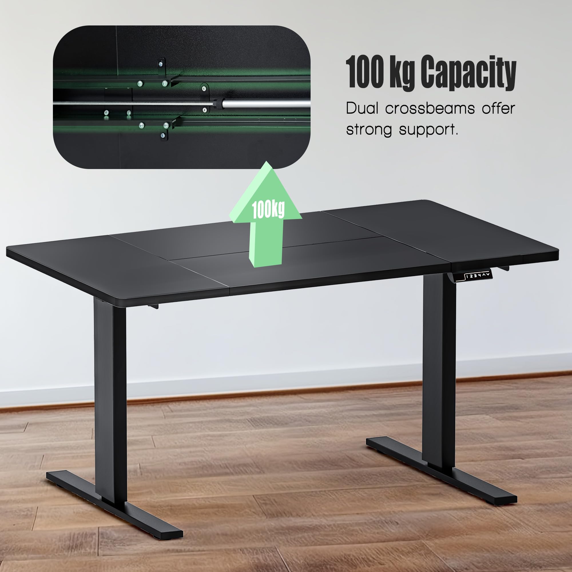 Soges 63 Inch Electric Standing Desk - Height Adjustable Ergonomic Computer Desk for Home Office, Sit Stand Workstation (Black) | Perfect for Remote Work, Gaming & Study Spaces