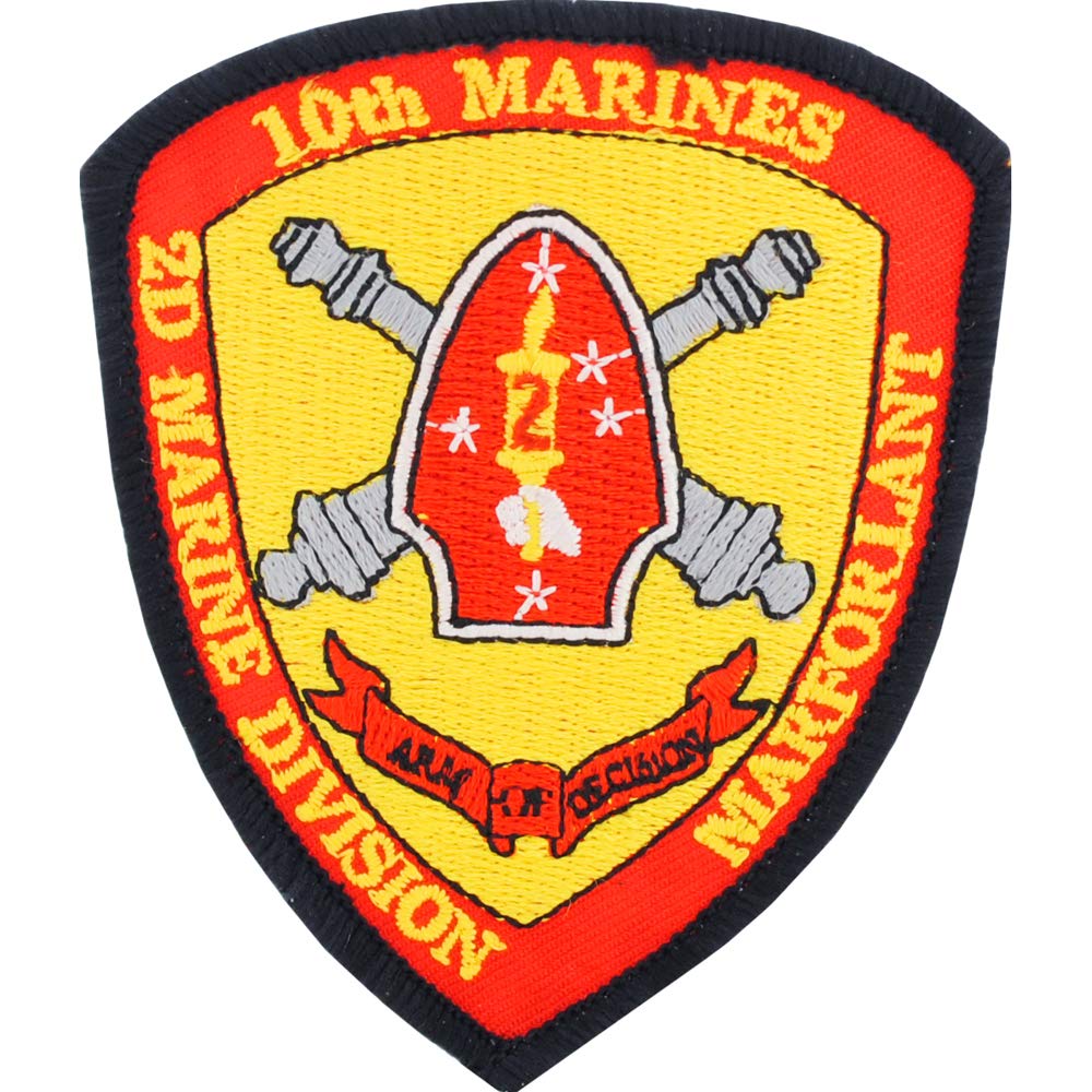 Official USMC 10th Marines Embroidered Patch with Iron-On Adhesive - Perfect for Uniforms, Vests, and Military Collectors