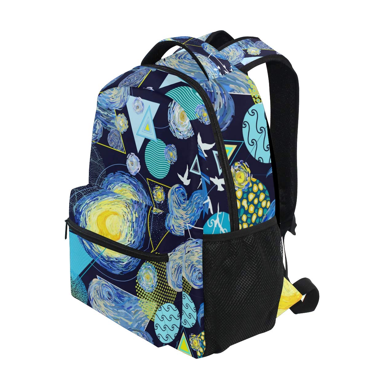 ALAZA Van Gogh Starry Night Sky Painting Geometric Pigeon Bird Large Backpack - 15.6 Inch Laptop Bag with Multiple Pockets for Travel, School & Work - Stylish Unisex Tablet & iPad Carrier for Students & Professionals