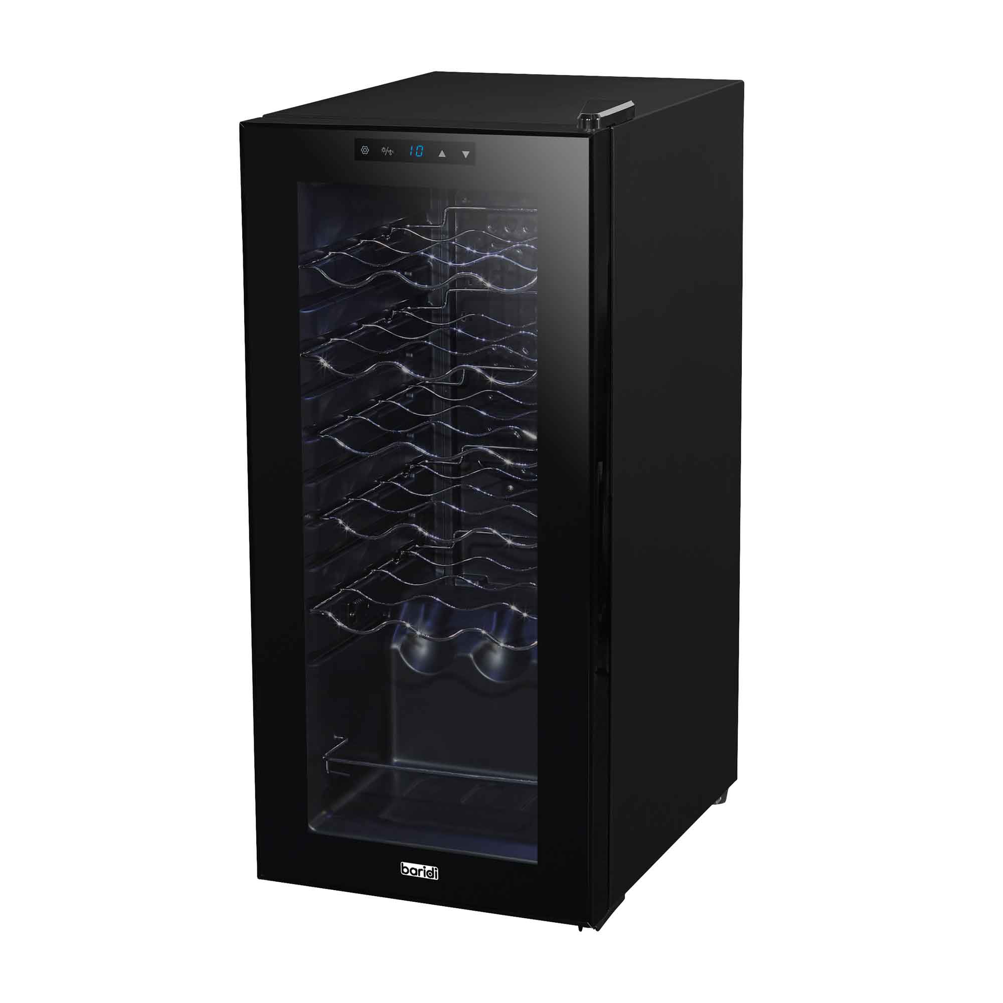 Baridi 18 Bottle Wine Cooler Refrigerator - Digital Touch Screen Control, LED Interior Lighting, Freestanding Black Wine Fridge for Home, Kitchen, or Bar Use