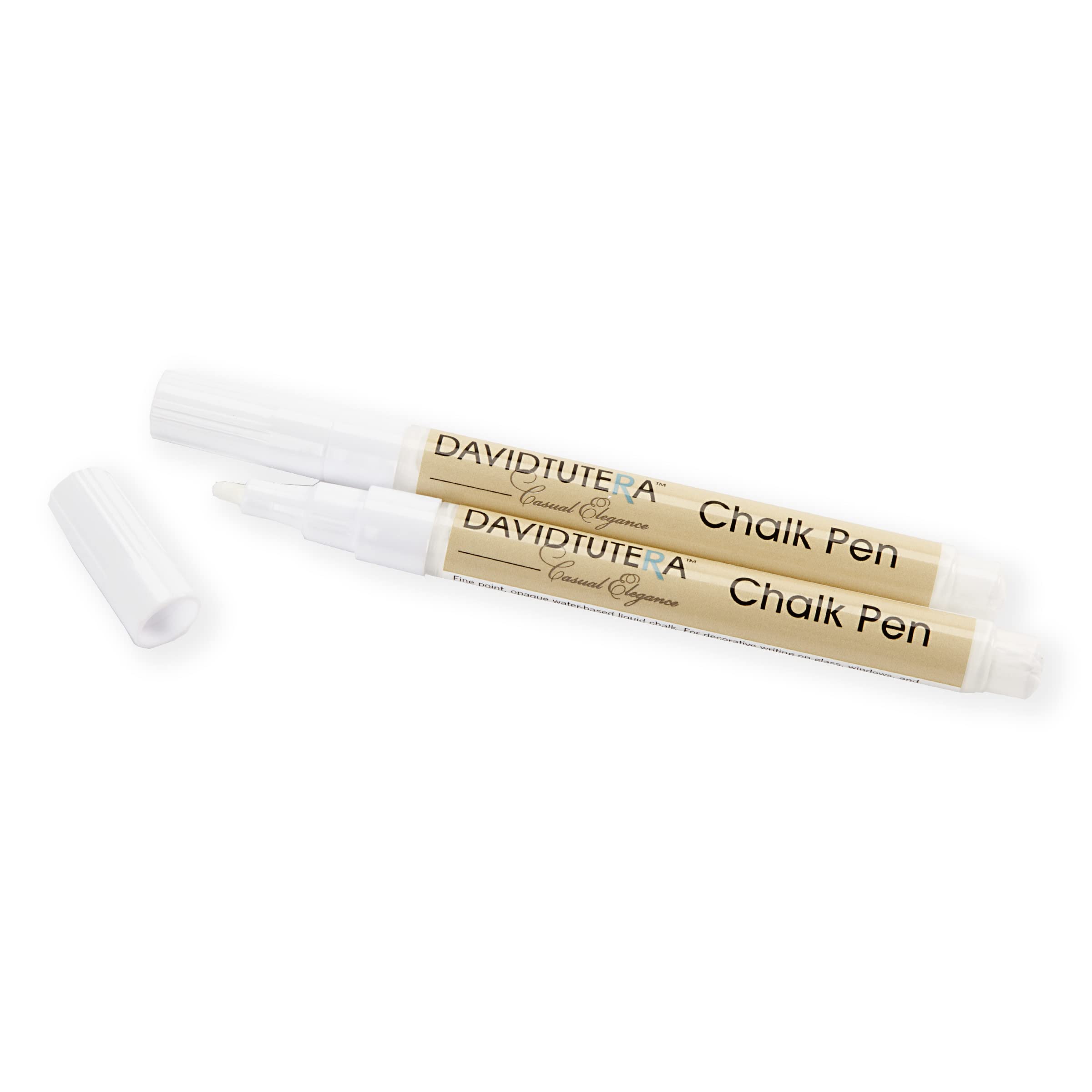 David Tutera White Fine Tip Chalk Markers - 2 Pack - Perfect for Chalkboard Signs, Wedding Menus & DIY Crafts