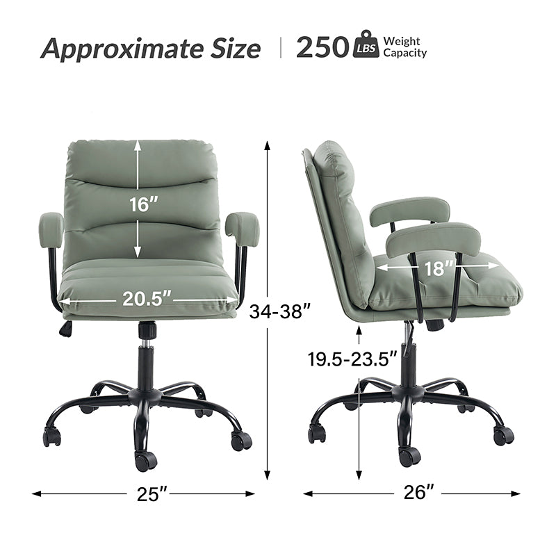 Anselm Modern Ergonomic Faux Leather Office Chair - Adjustable Swivel Desk Chair with Lumbar Support for Home & Office Workspace