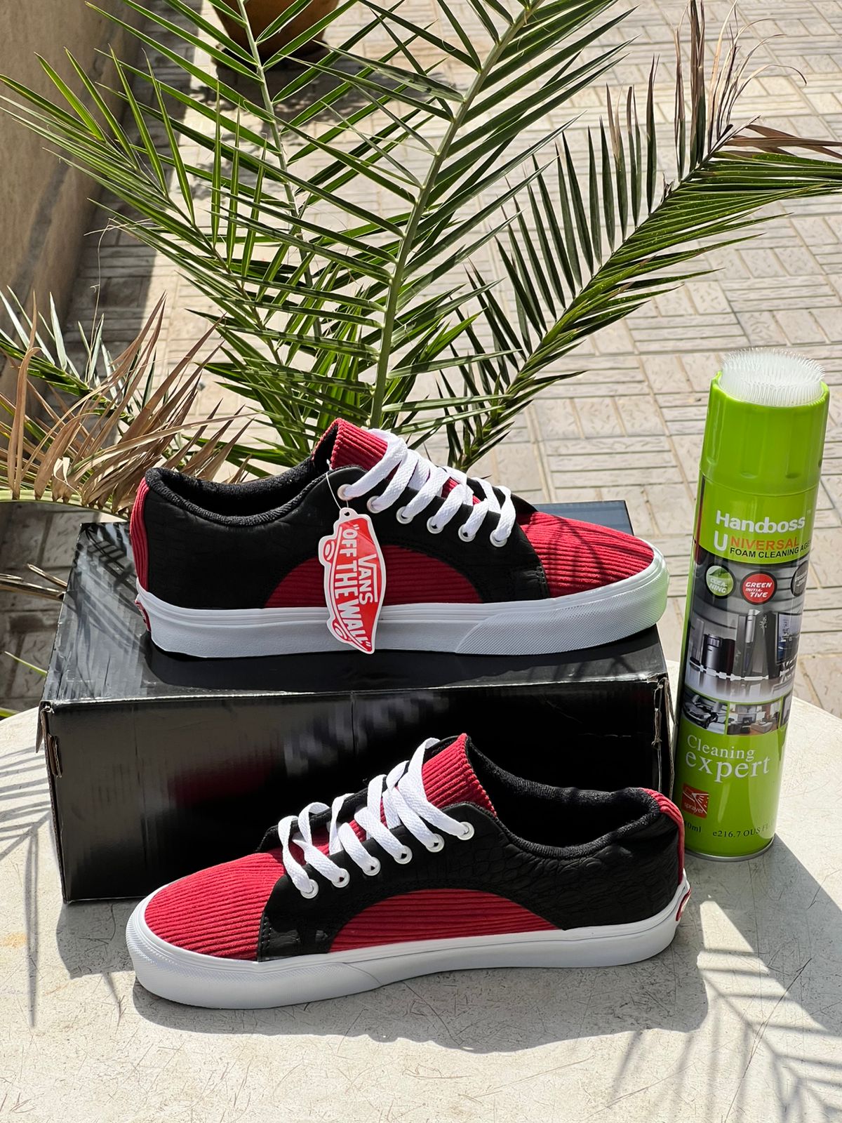 Vans Two Tone Red & Black Heritage Sneakers - Classic Skate Shoes for Men & Women | Casual Streetwear & Skateboarding | Perfect for Everyday Wear & Urban Fashion