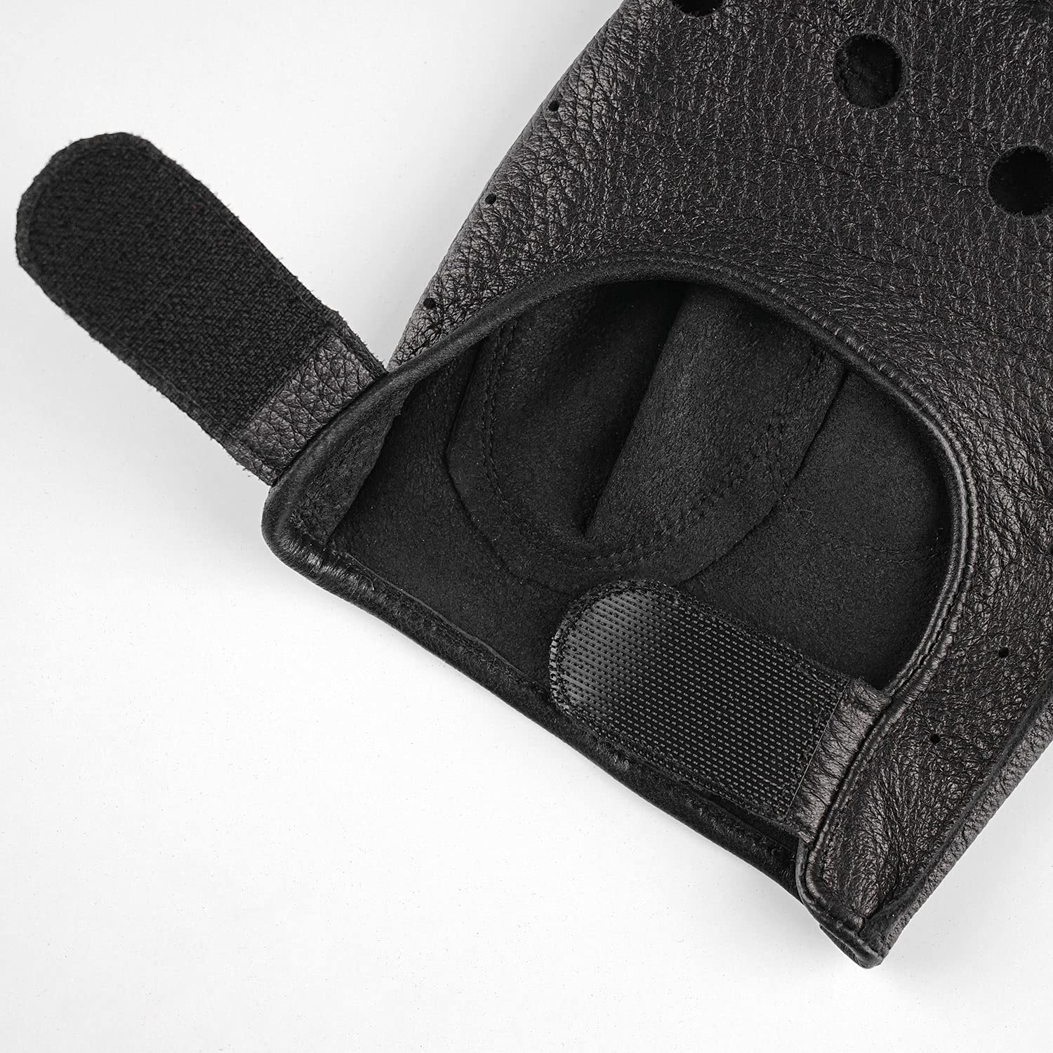 GSG Men's Fingerless Leather Gloves for Driving, Cycling & Motorcycle - Breathable Half Finger Unlined Gloves for Comfort & Grip - Perfect for Commuting, Sports & Outdoor Activities