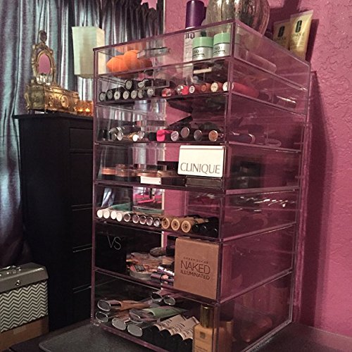 GlamoureBox Clear Acrylic Cosmetic Organizer - 7 Drawer Makeup Storage Case for Vanity & Bathroom | Perfect for Lipsticks, Brushes & Skincare Products (A7R)