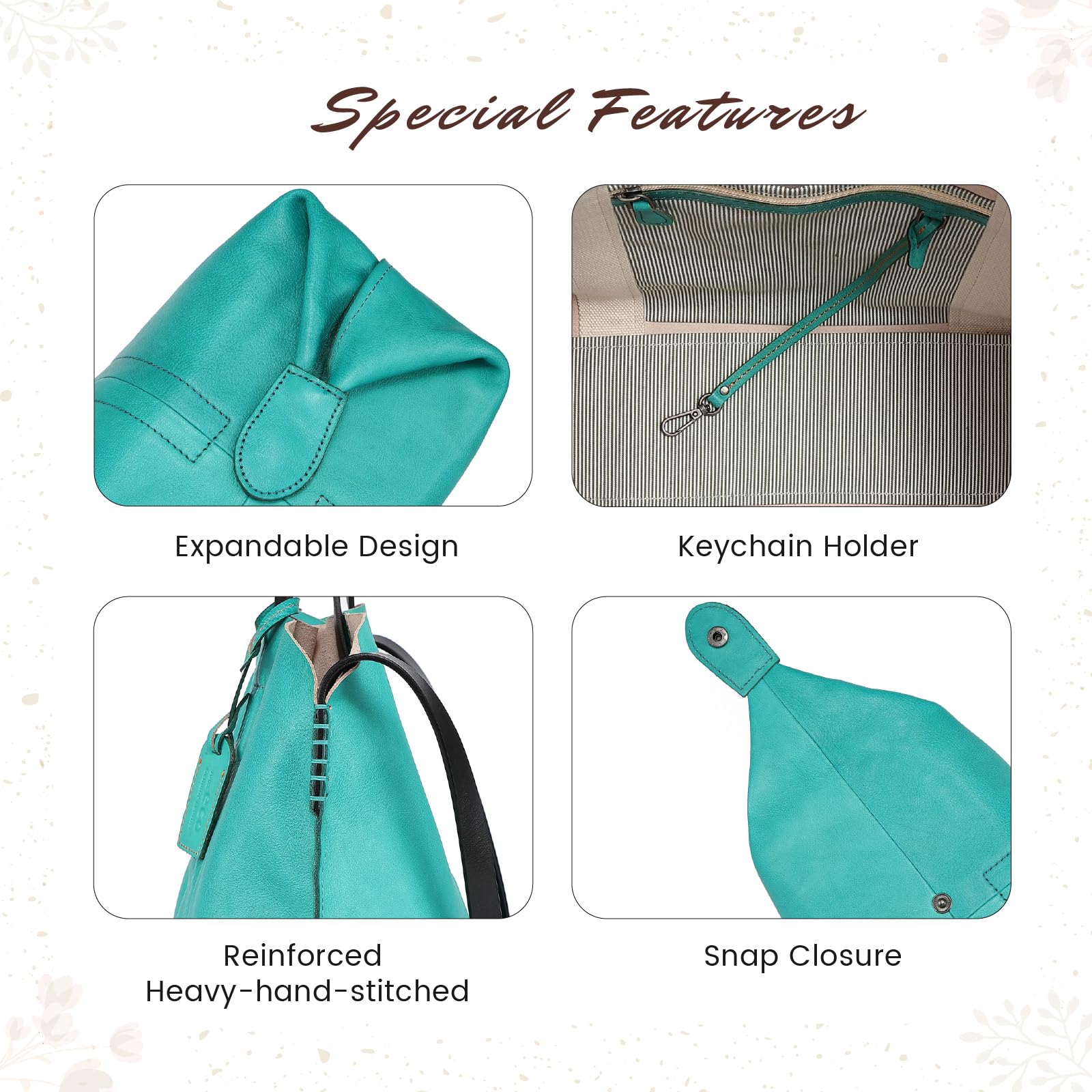 Genuine Leather Forest Island Tote Bag - Spacious Women's Handbag with Removable Inner Pockets | Perfect for Work, Travel & Everyday Use