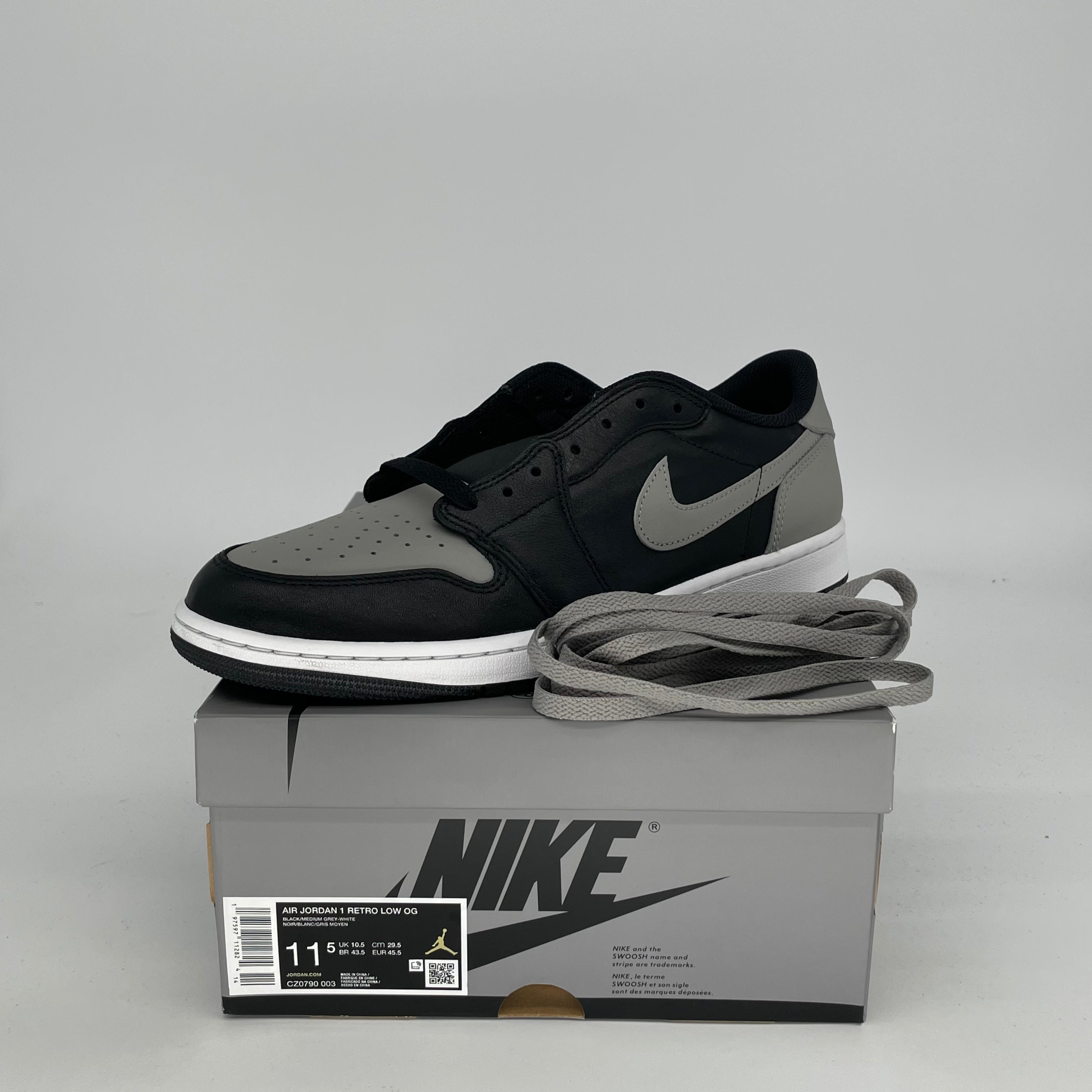 AIR JORDAN 1 LOW SHADOW Sneakers - Men's Size 11.5 (CZ0790-003) - Retro Basketball Shoes for Streetwear & Casual Outfits