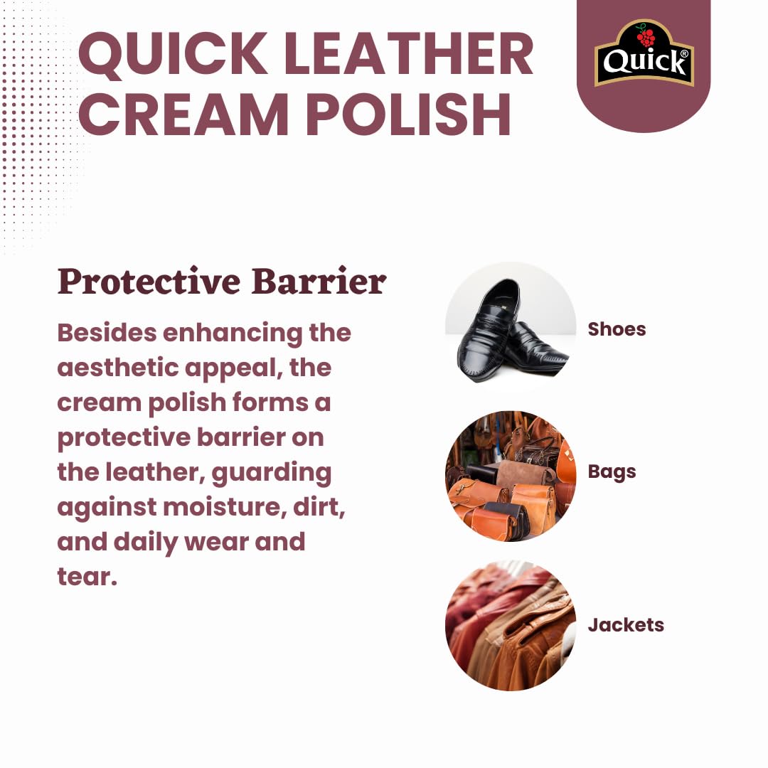 Premium Neutral Quick Leather Cream Polish - 2 x 50g Pack | Nourishing & Protective Leather Care for Shoes, Bags, Jackets & Furniture | Easy Application for Home, Office & Travel Use