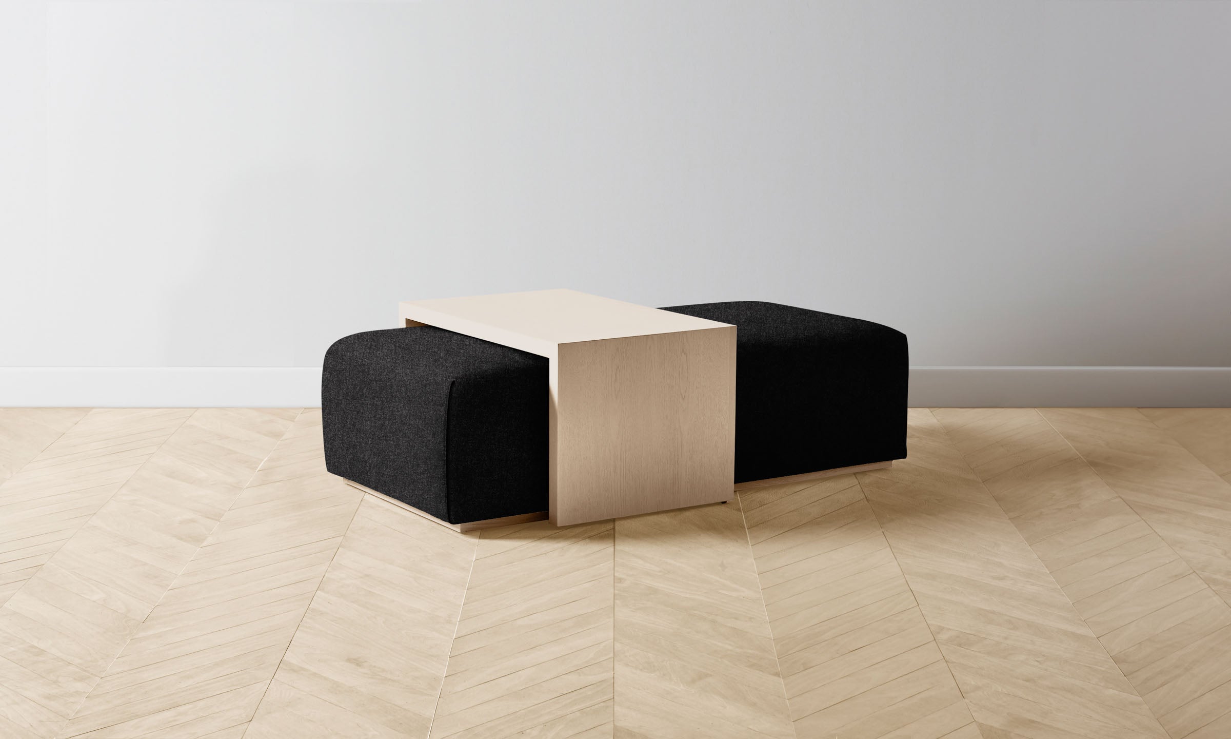The Bowery Ottoman - Italian Brushed Wool Pepper Fabric - Perfect for Living Room, Bedroom & Office Seating