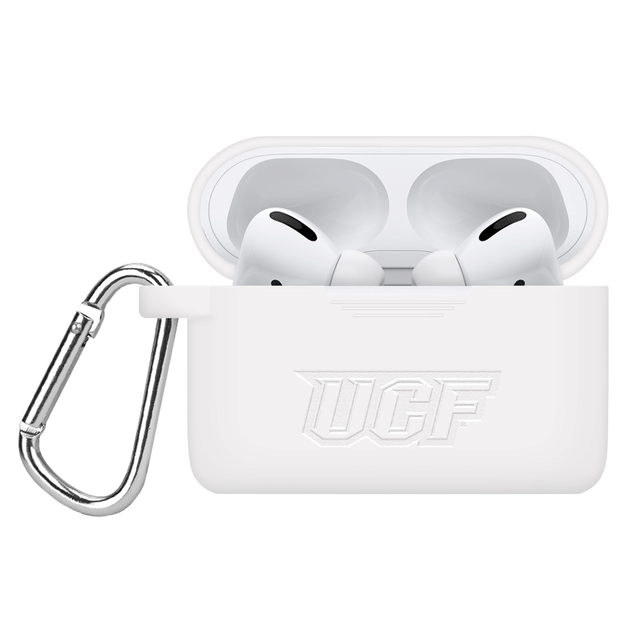 Central Florida Knights Engraved Silicone Case Cover for Apple AirPods Pro - Durable Protective Cover with Custom Design - Perfect for Sports Fans, School Spirit & Gift Giving (White)