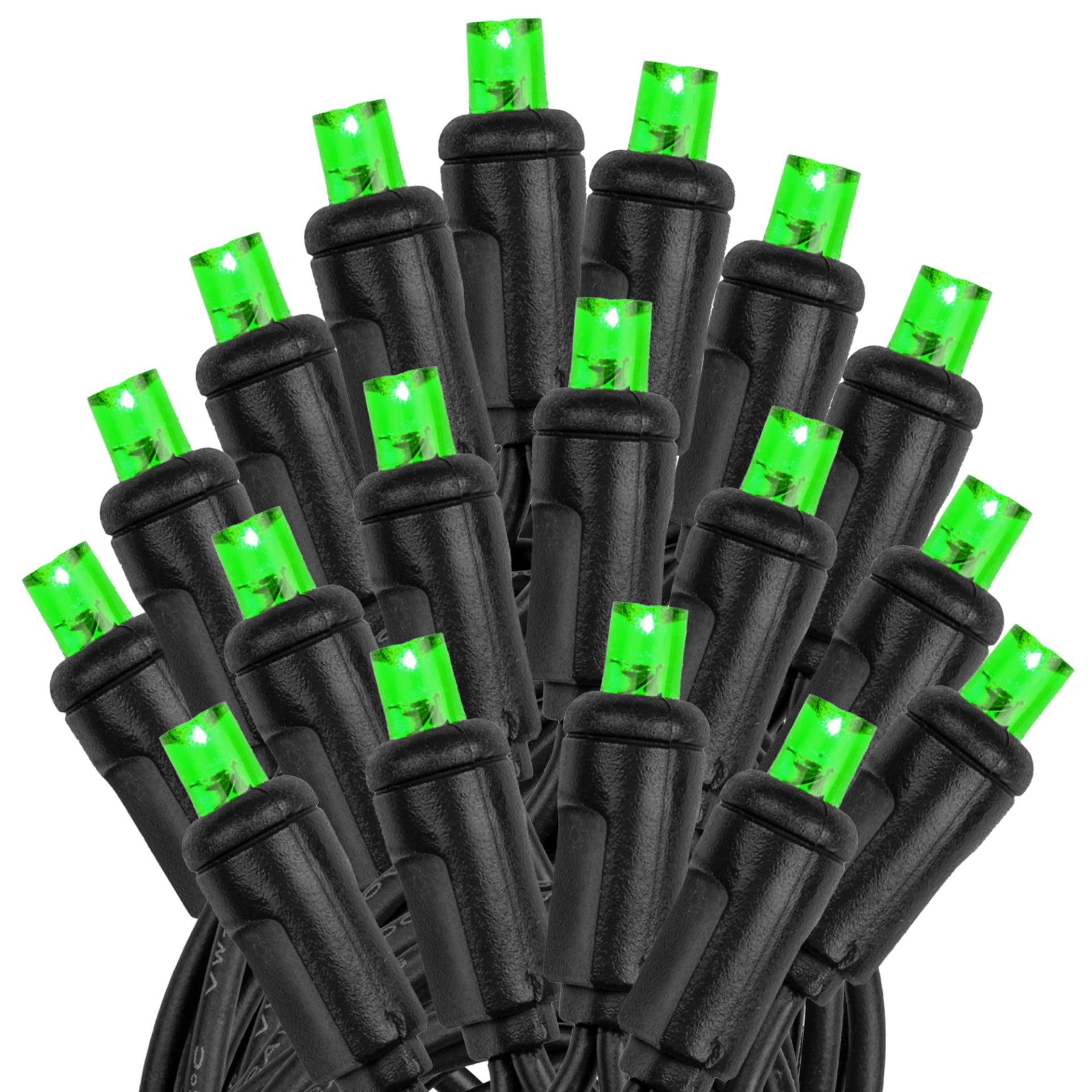 50 LED Christmas Mini Lights - Outdoor String Lights for Patio, Party & Holiday Decor - Green with Black Wire (11 Feet) - Perfect for Christmas Trees, Gardens, and Backyard Celebrations