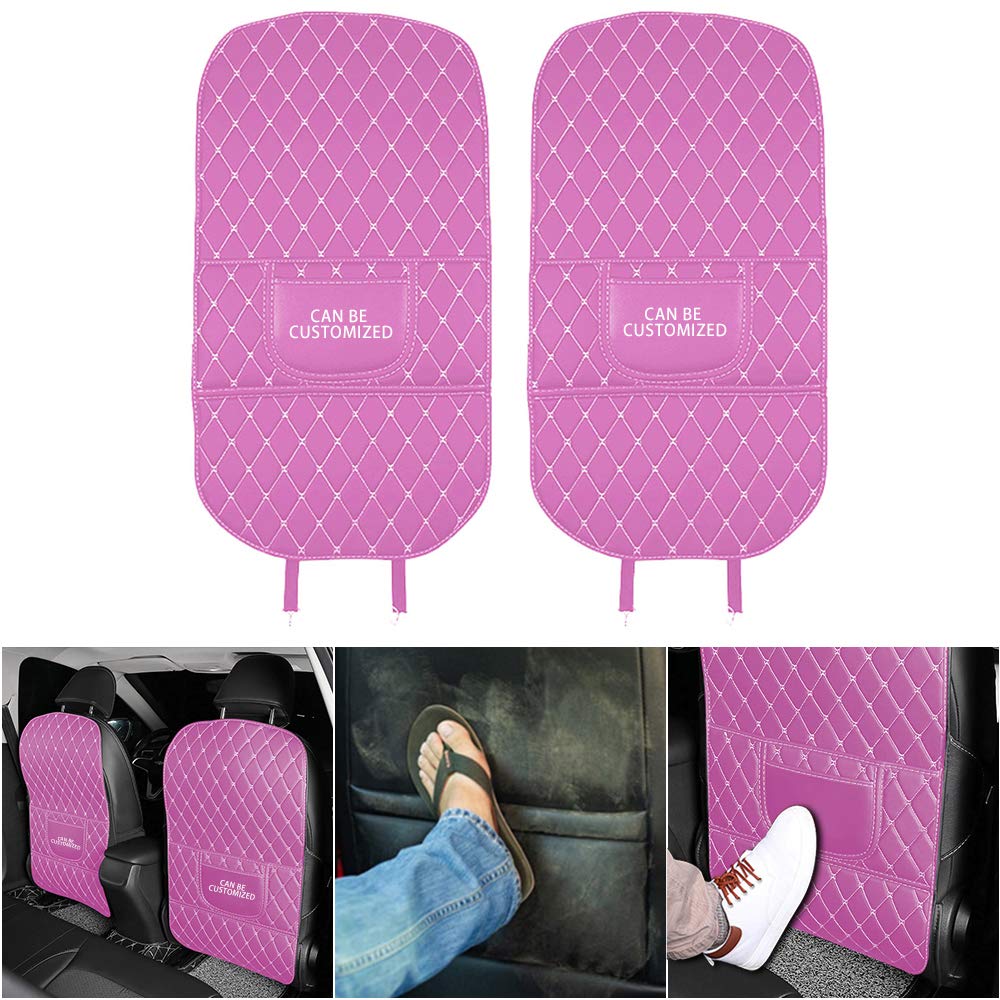 Maidao Car Back Seat Protector for Kids - 2 Pack Waterproof Kick Mats with Custom Logo - Dirt, Mud & Scratch Proof for Upholstery (Purple) - Perfect for Family Road Trips & Daily Commute