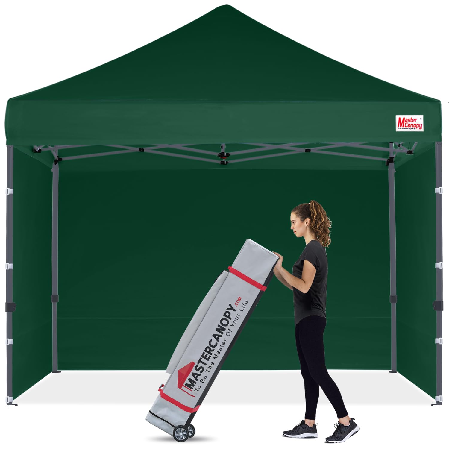 MASTERCANOPY Heavy Duty 10x10 Pop Up Canopy Tent with Sidewalls - Waterproof Outdoor Event Shelter for Camping, Picnics, Parties & Farmers Markets (Forest Green)