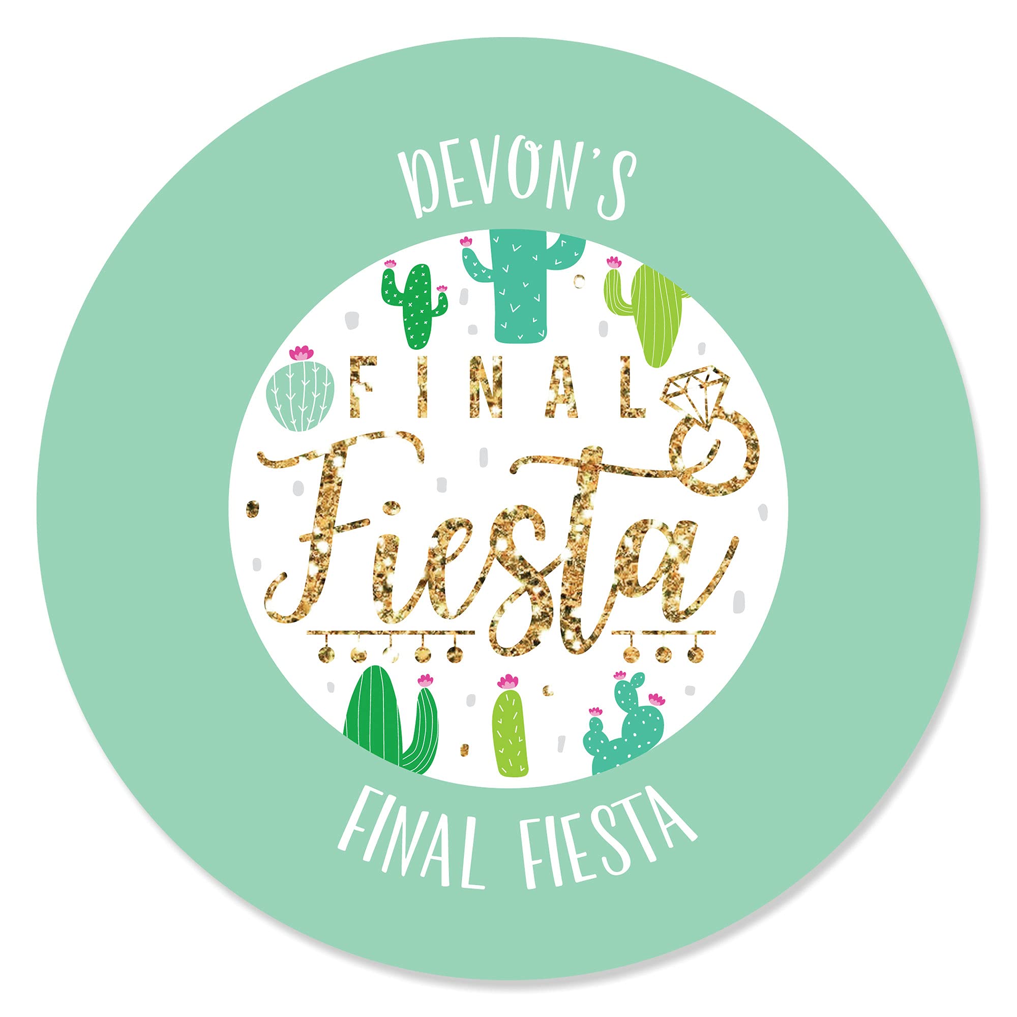 Personalized Final Fiesta Bachelorette Party Stickers - 24 Custom Text Circle Labels for Last Fiesta Celebration - Perfect for Bachelorette Party Favors, Decorations & Drink Marking