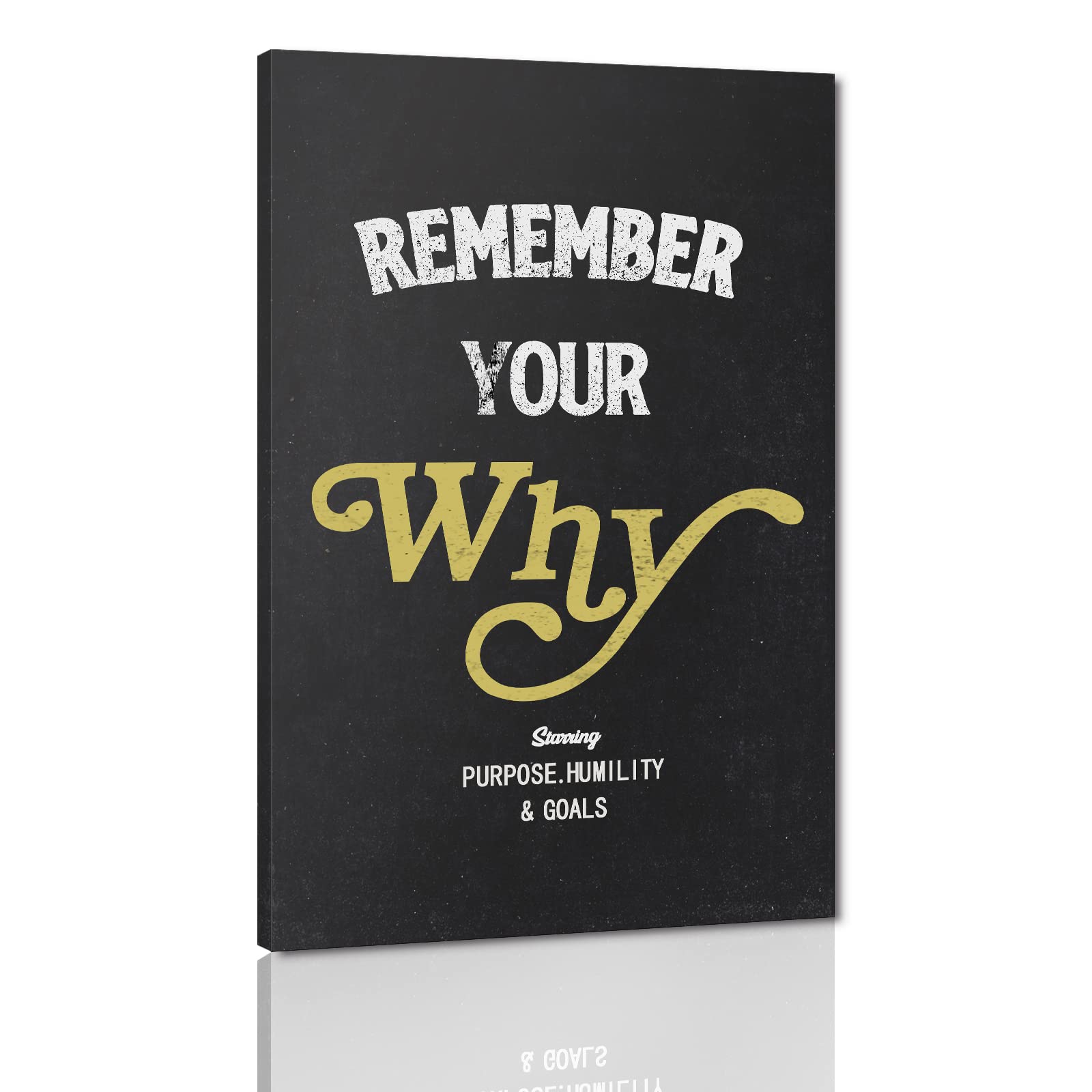 Inspirational Office Wall Art - 'Remember Your Why' Motivational Quotes for Goals & Humility, Black & White Framed Decor (12x16 Inch) - Perfect for Office, Classroom, or Home Workspace