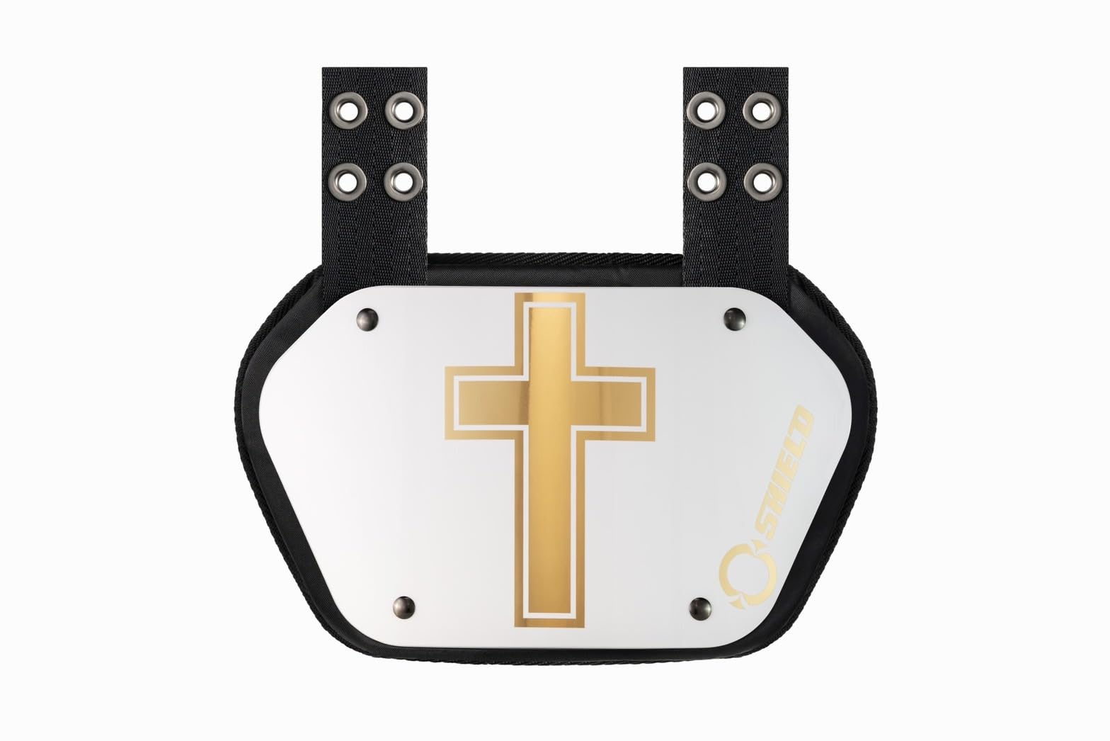 O Shield Golden Cross Chrome Football Back Plate - Lower Back Pads for Football Players - Rear Protector Cross Series - Protective Gear for Tackling & Contact Sports