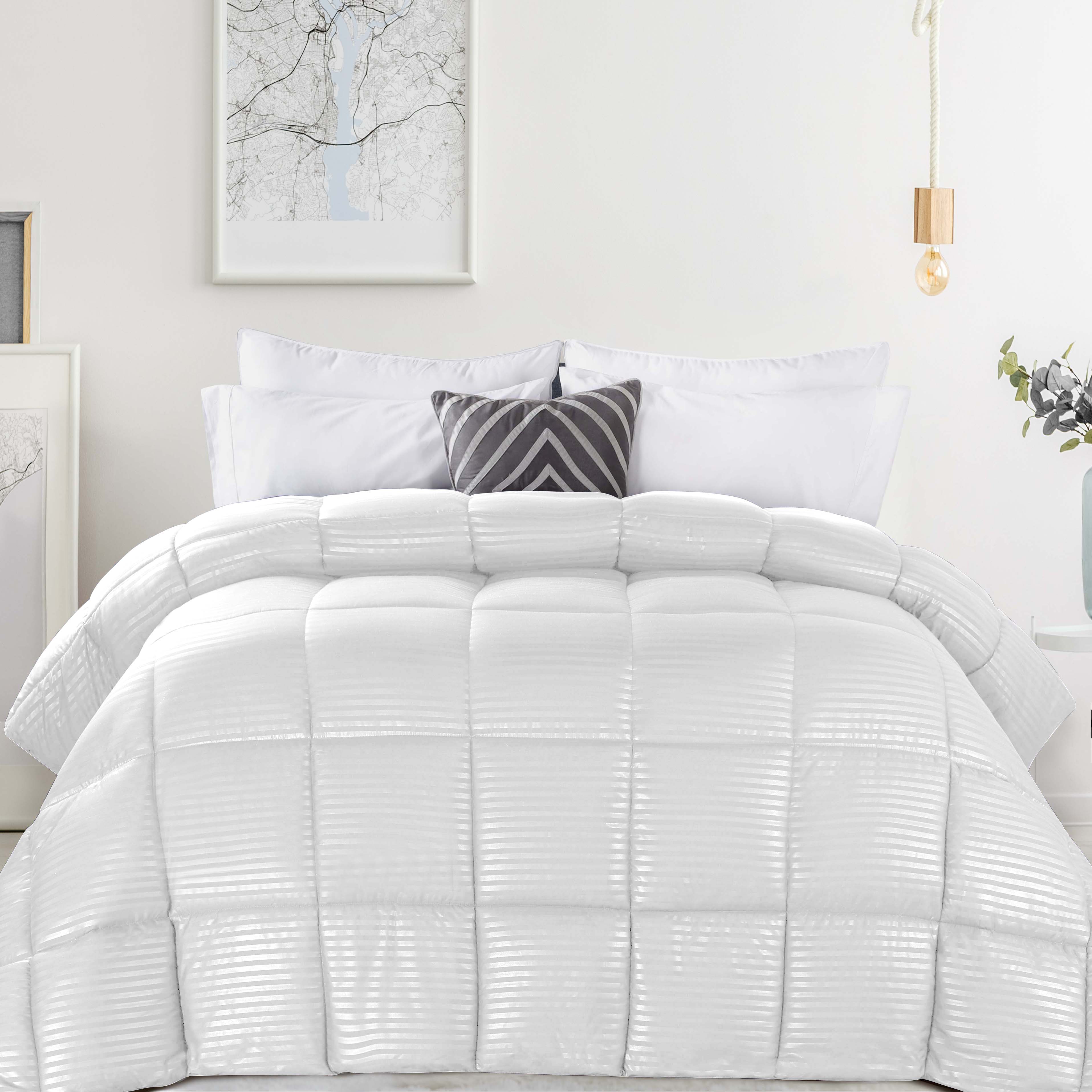 Reversible Striped Down Alternative Comforter - Soft & Lightweight All-Season Bedding for Cozy Sleep - Perfect for Bedrooms, Guest Rooms & Dorm Rooms