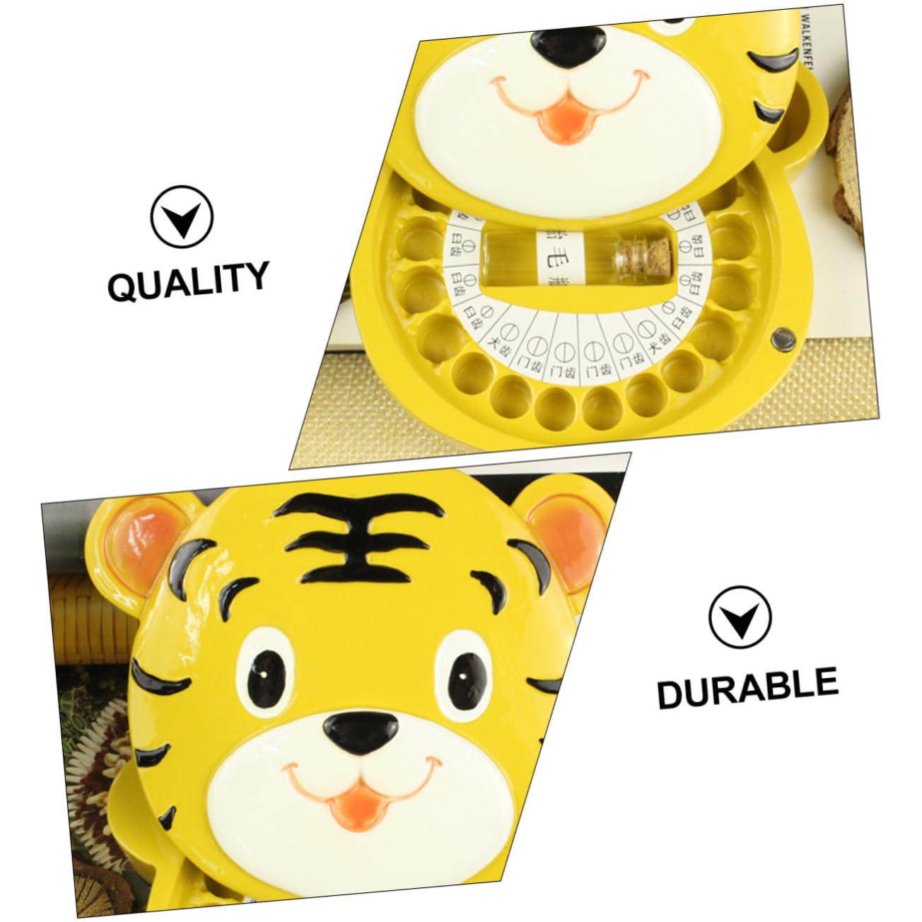 GREENADSCAPE Elegant Baby Tooth Keepsake Box - Cartoon Tiger Design, Durable Tooth Storage Case for Boys & Girls - Perfect for Saving First Teeth & Childhood Memories