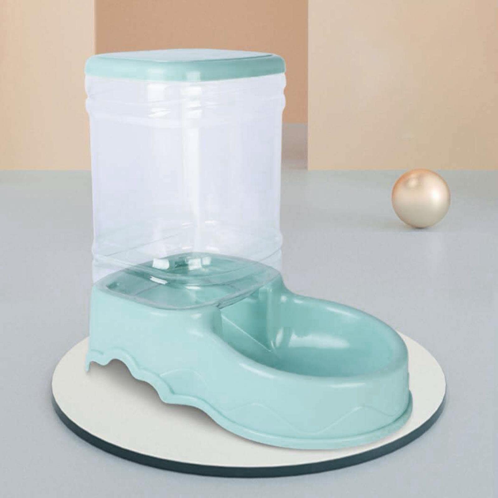Automatic Pet Water Dispenser and Food Feeder Bowl - Blue Dog Dish for Puppies & Cats - Perfect for Home, Office, or Travel Use