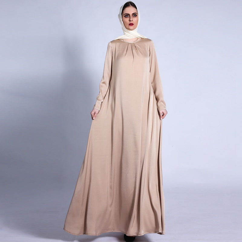 Elegant Muslim Women's Abaya Dress with Pockets - Modest Islamic Prayer Dress for Daily Wear & Special Occasions