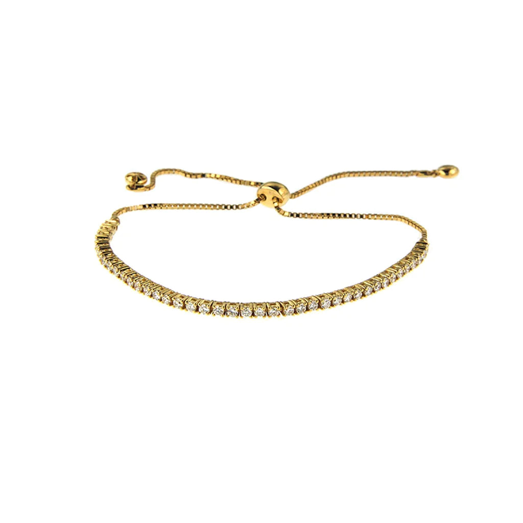 Eloise Diamond Bolo Bracelet for Women - Adjustable Silver Bangle with Genuine Crystals - Perfect for Weddings, Parties & Everyday Elegance