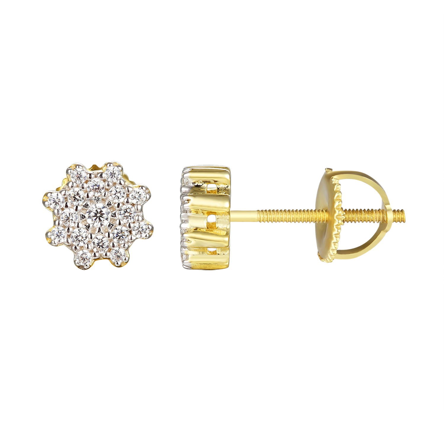 14K Gold Plated Solitaire Cluster Flower Earrings for Women - Elegant Designer Jewelry for Weddings, Parties & Special Occasions