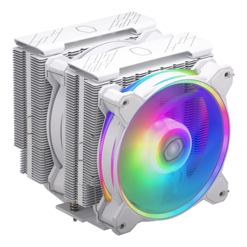 Cooler Master Hyper 622 Halo White ARGB CPU Cooler - Dual Tower Air Cooler with 6 Heat Pipes, 120mm PWM Fan, AMD & Intel Compatible - Perfect for Gaming PCs & High-Performance Workstations