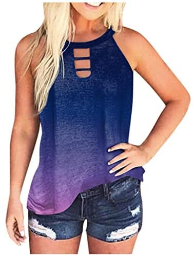 Women's Sexy Casual Summer Tank Tops 2022 - Sleeveless Crewneck Color Block Tee Shirts, Fashion Blouse & Workout Tops | Perfect for Gym, Beach, Party & Everyday Wear