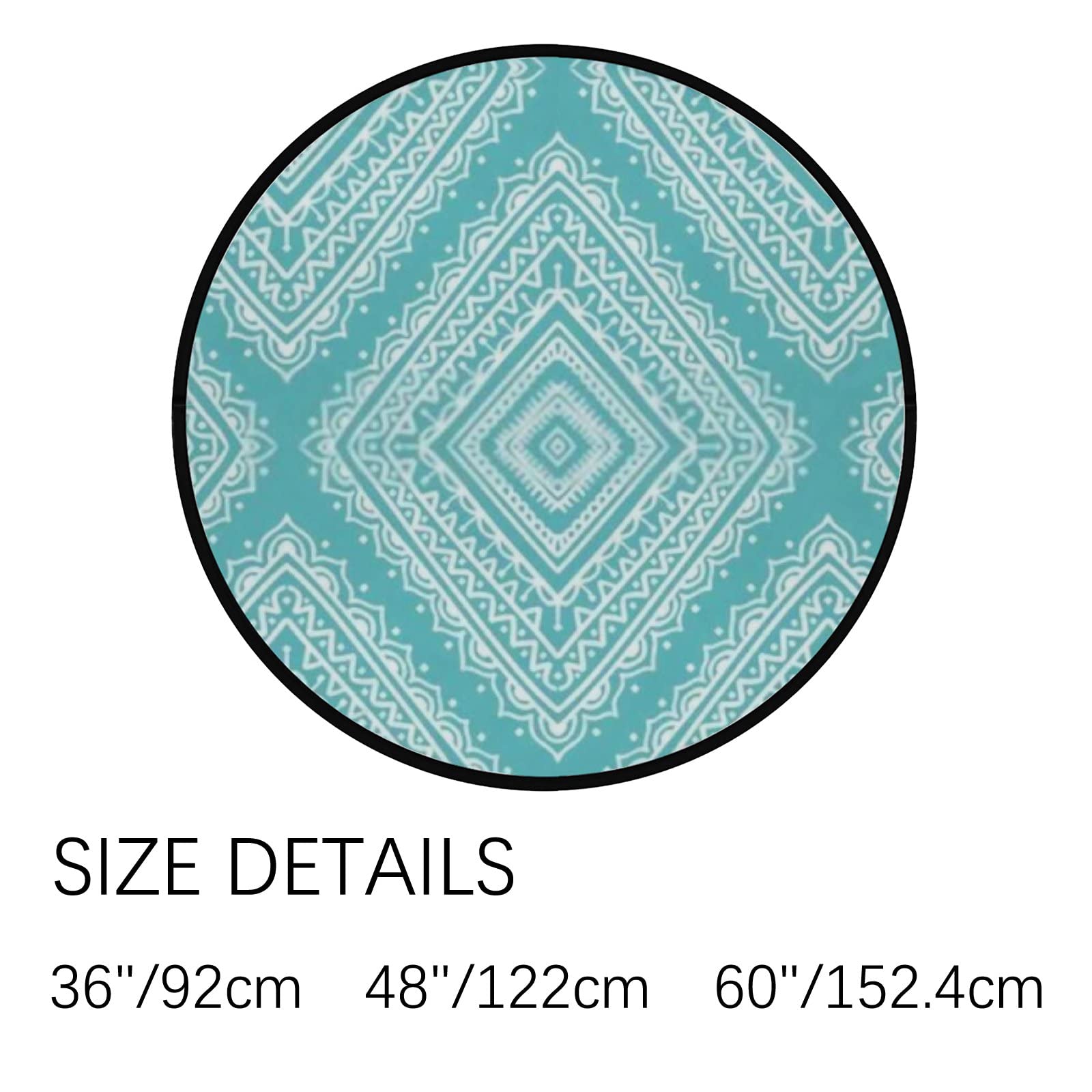 3 Ft Round Area Rug - Ethnic Tribal Rhombus Design Non-Slip Accent Carpet for Bedroom, Living Room, Dining Room & Study | Soft Floor Mat for Indoor Decor, Laundry Room & Cozy Home Spaces