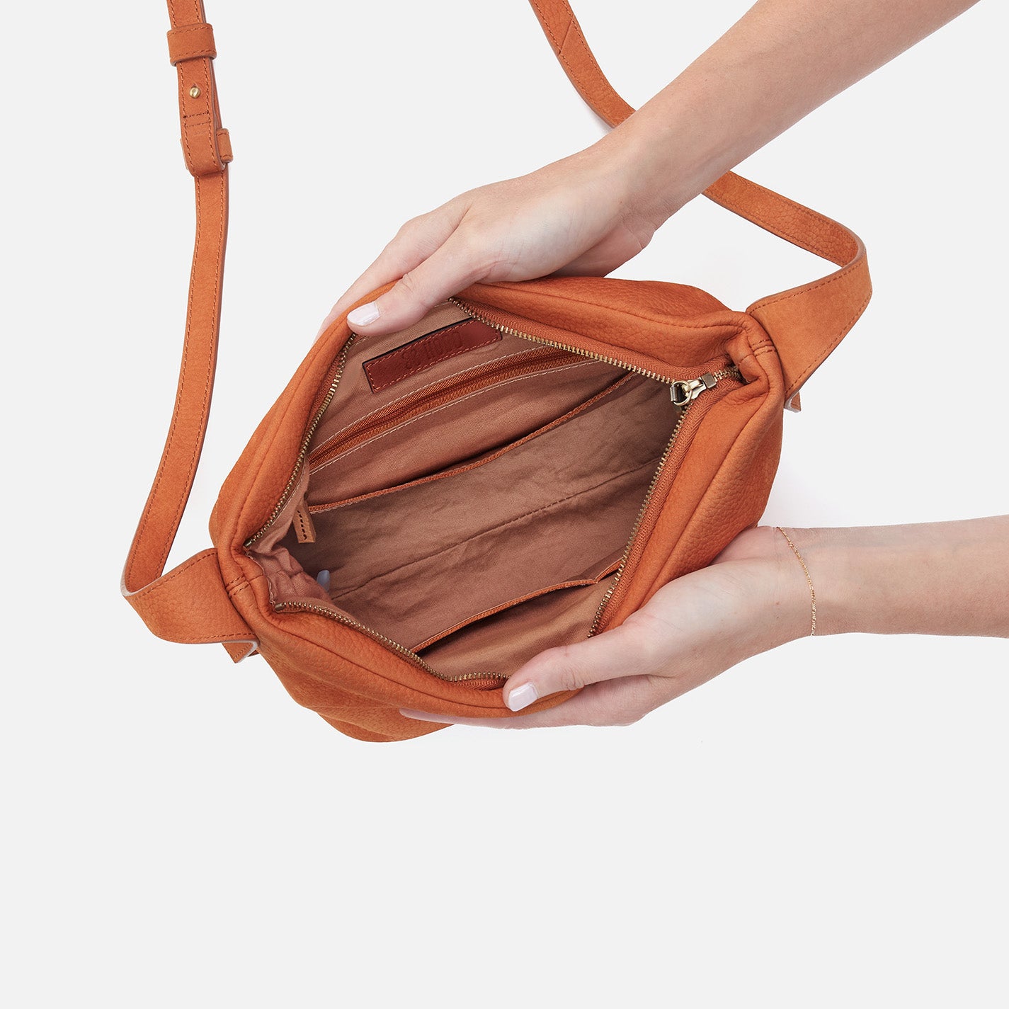 Bonita Crossbody Bag in Nubuck Leather - Stylish Marmalade Color Handbag for Women | Perfect for Work, Travel & Everyday Use
