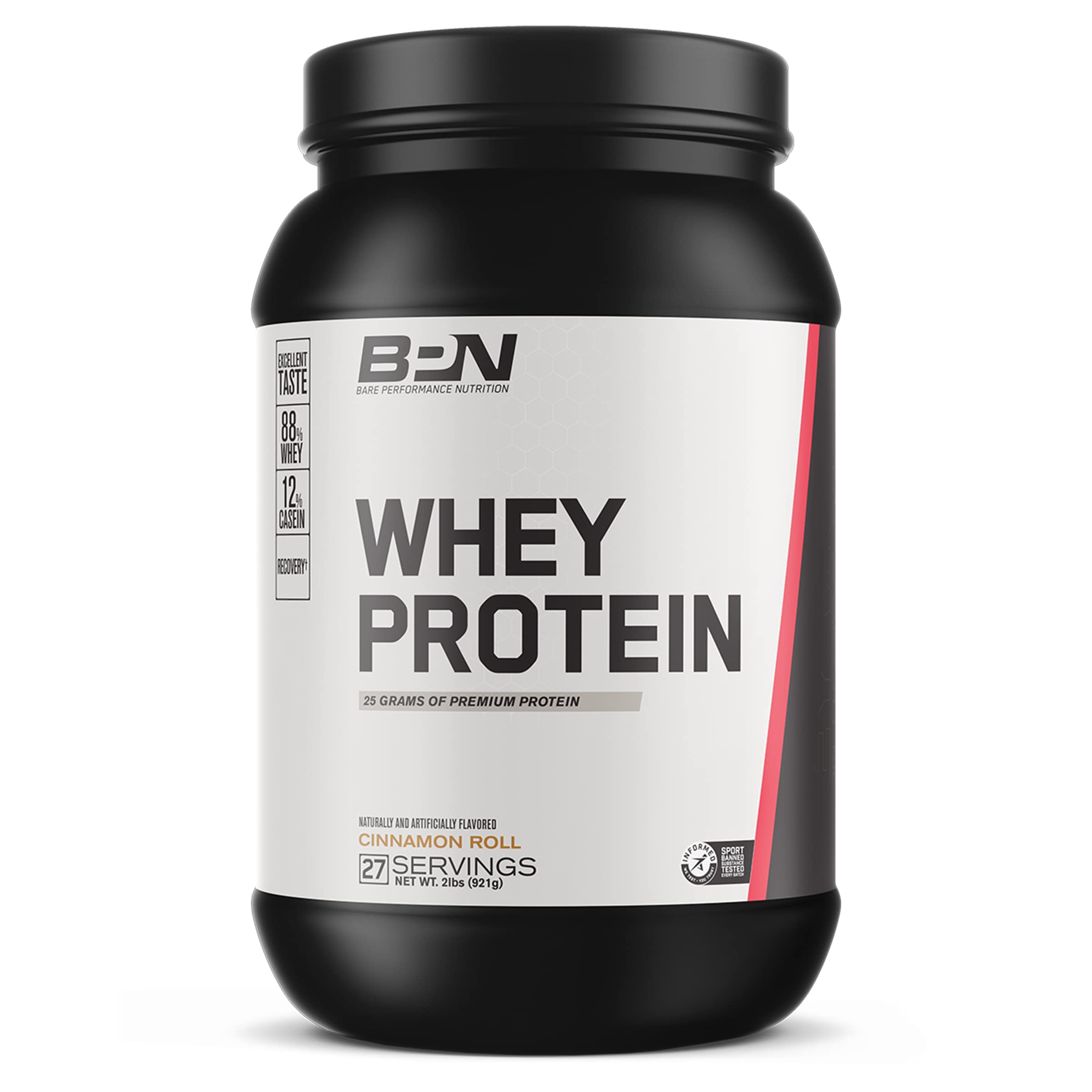 BARE PERFORMANCE NUTRITION BPN Whey + Casein Protein Powder Blend - Cinnamon Roll Flavor, 25g Protein per Serving for Muscle Recovery & Growth, 27 Servings, Lab Tested | Post-Workout Shake, Breakfast Smoothie, Healthy Snack for Athletes & Fitness Enthusiasts