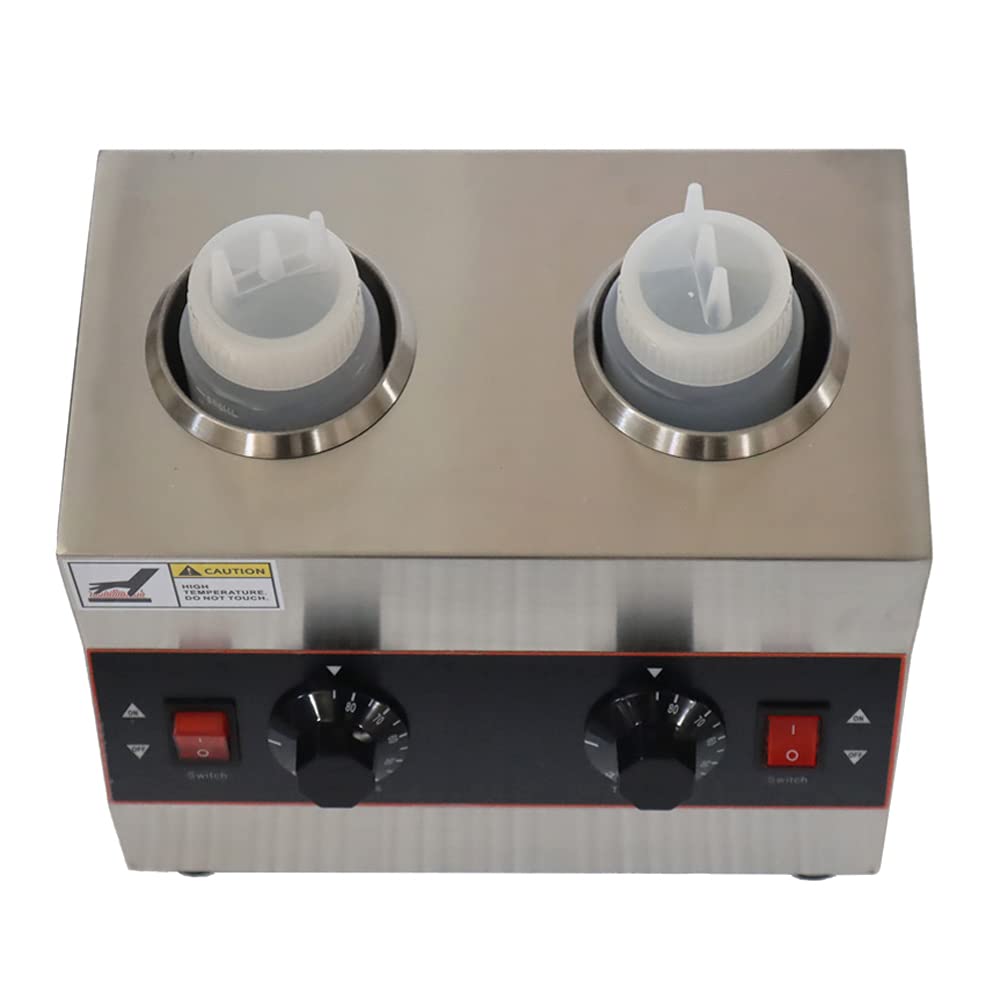 INTSUPERMAI Commercial Electric Sauce Warmer & Dispenser - 650ml Double Bottles, Adjustable Temperature (110V, 320W) - Perfect for Restaurants, Catering & Buffet Serving
