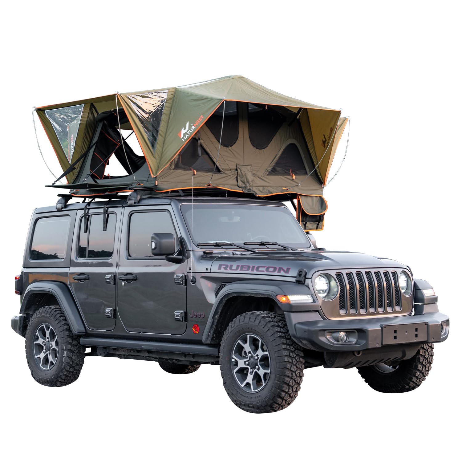 Naturnest 4-Season Hard Shell Rooftop Tent for 2-3 People - Waterproof & Durable Camping Tent for Jeep Wrangler, Truck, Van & SUV - Perfect for Off-Road Adventures & Family Camping Trips